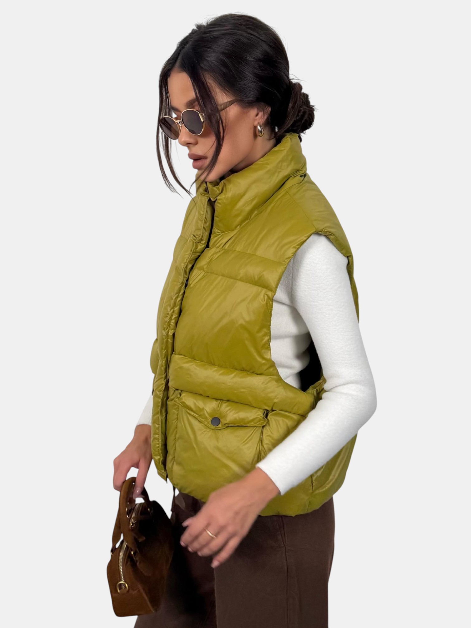 Жилетка оверсайз оливковая 3165 Жилетка оверсайз оливковая 3165