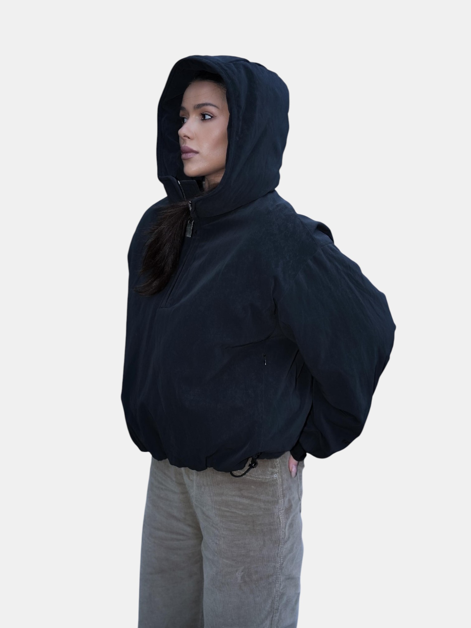 Ветровка с капюшоном черная 3225 Ветровка с капюшоном черная 3225