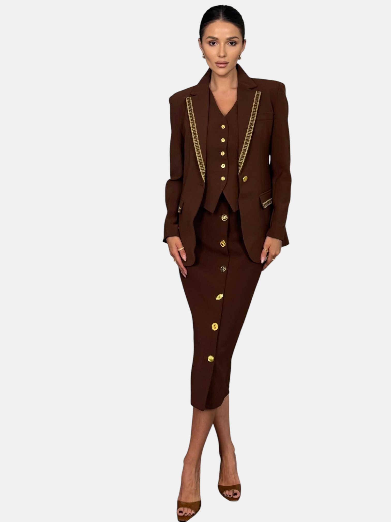 Костюм тройка SCHIAPARELLI коричневый 3169 Костюм тройка SCHIAPARELLI коричневый 3169