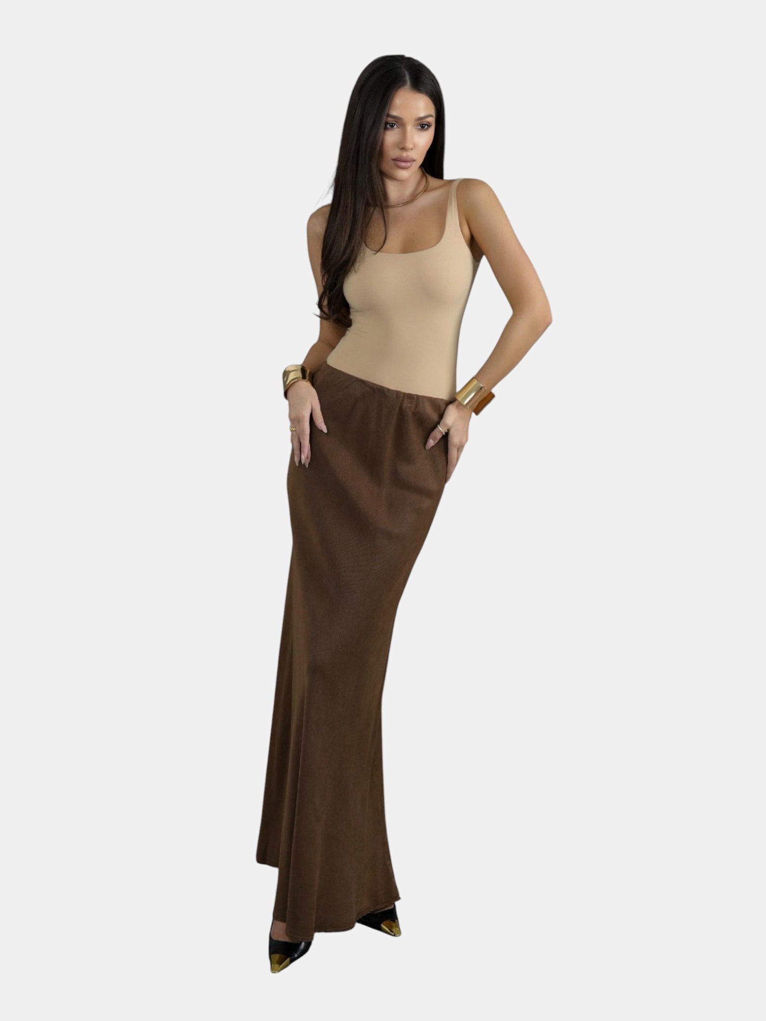 Джинсовая юбка коричневая 3196