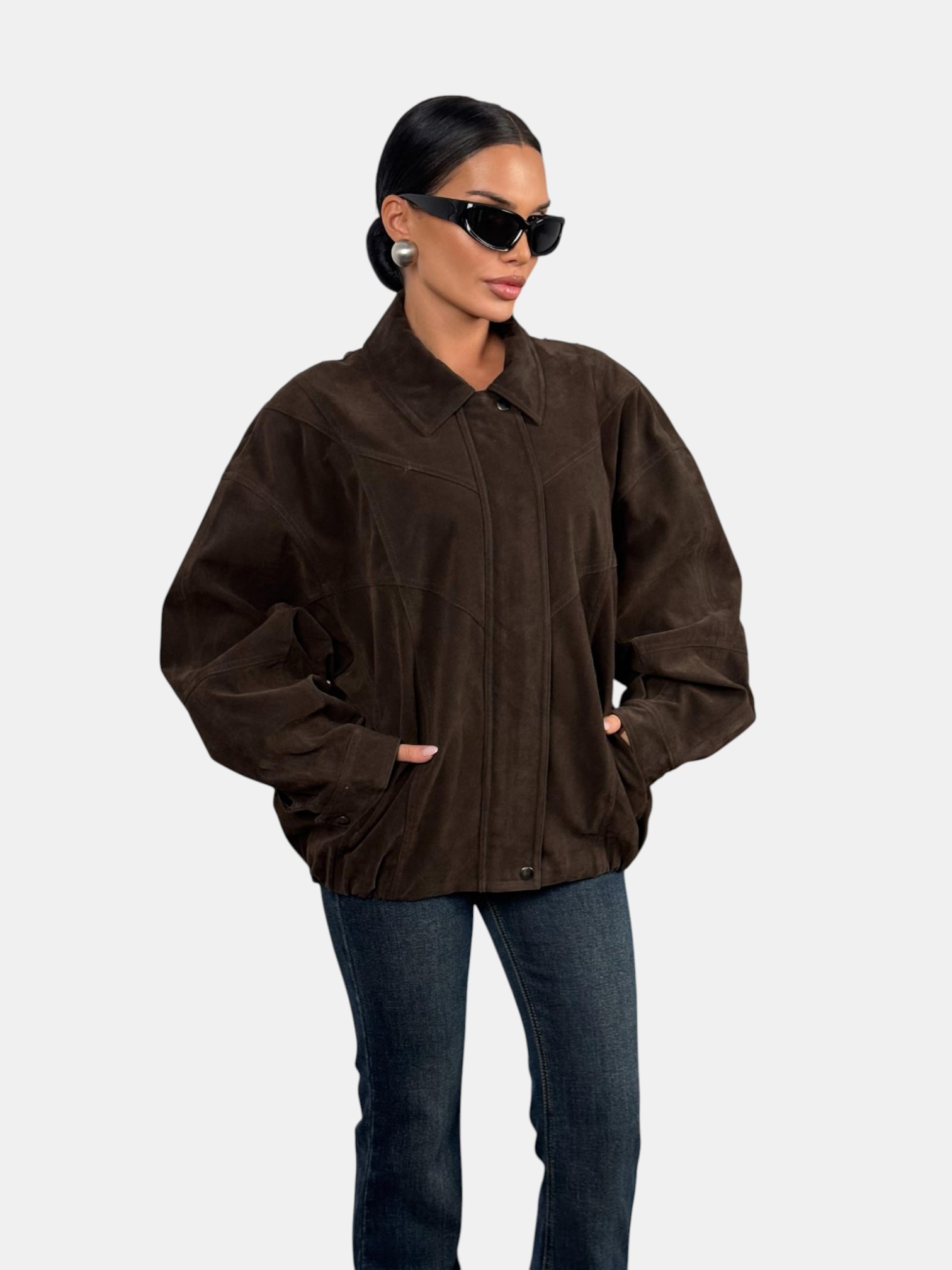 Куртка замшевая оверсайз коричневая 3204 Куртка замшевая оверсайз коричневая 3204