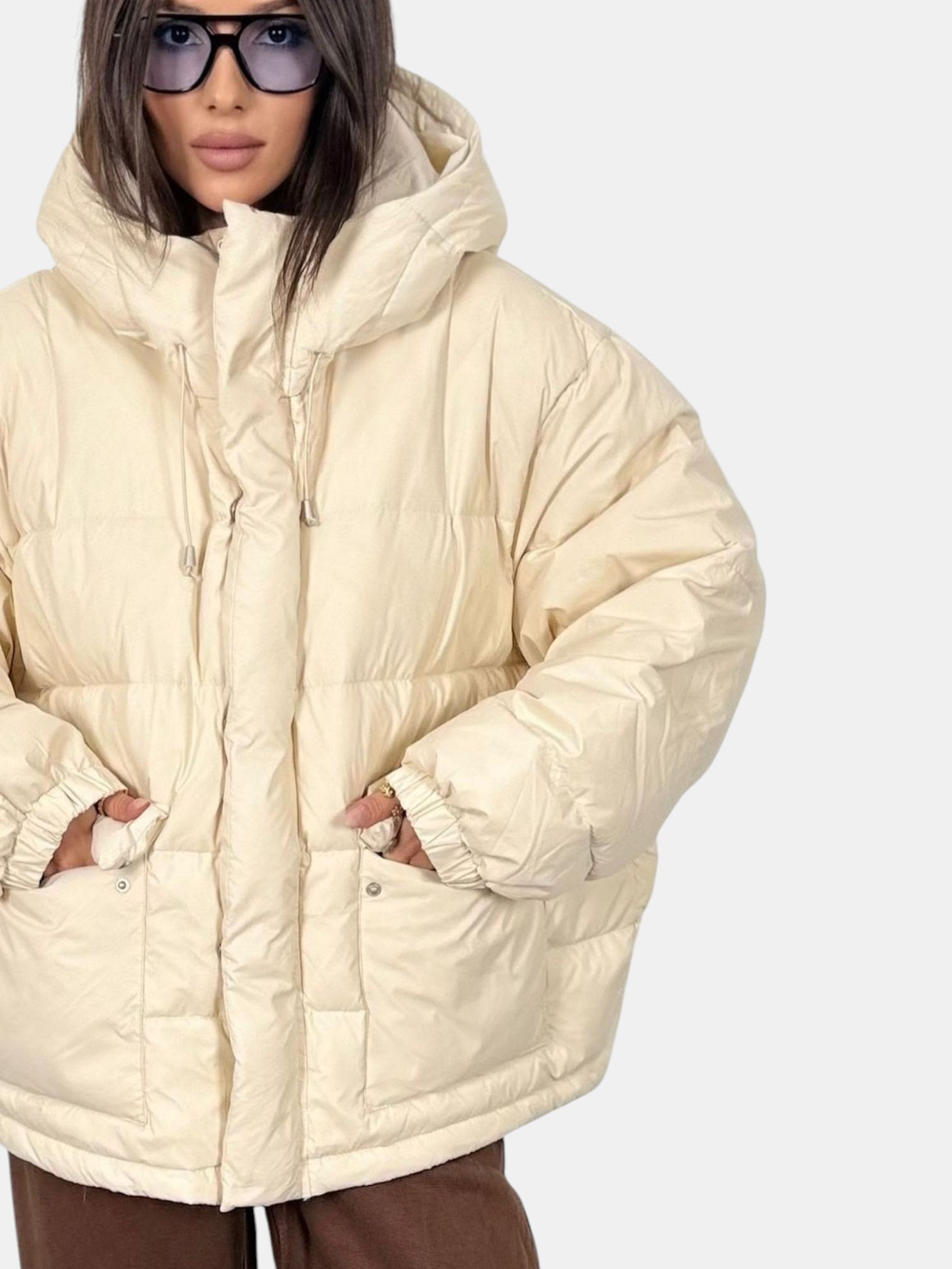 Пуховик оверсайз бежевый