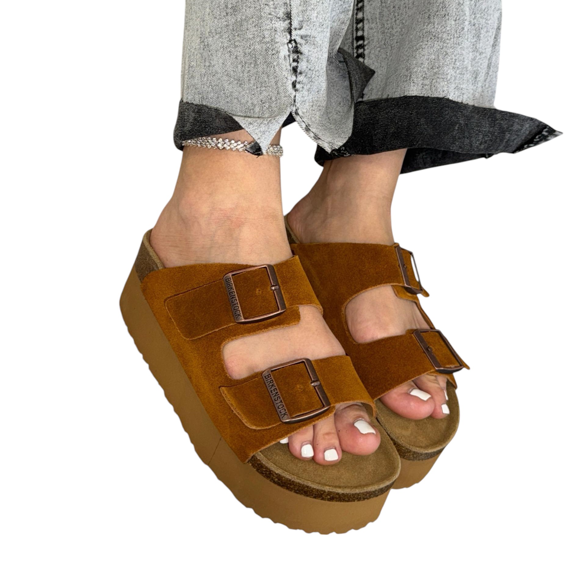 Шлепанцы женские BIRKENSTOCK натуральная замша рыжие 3106