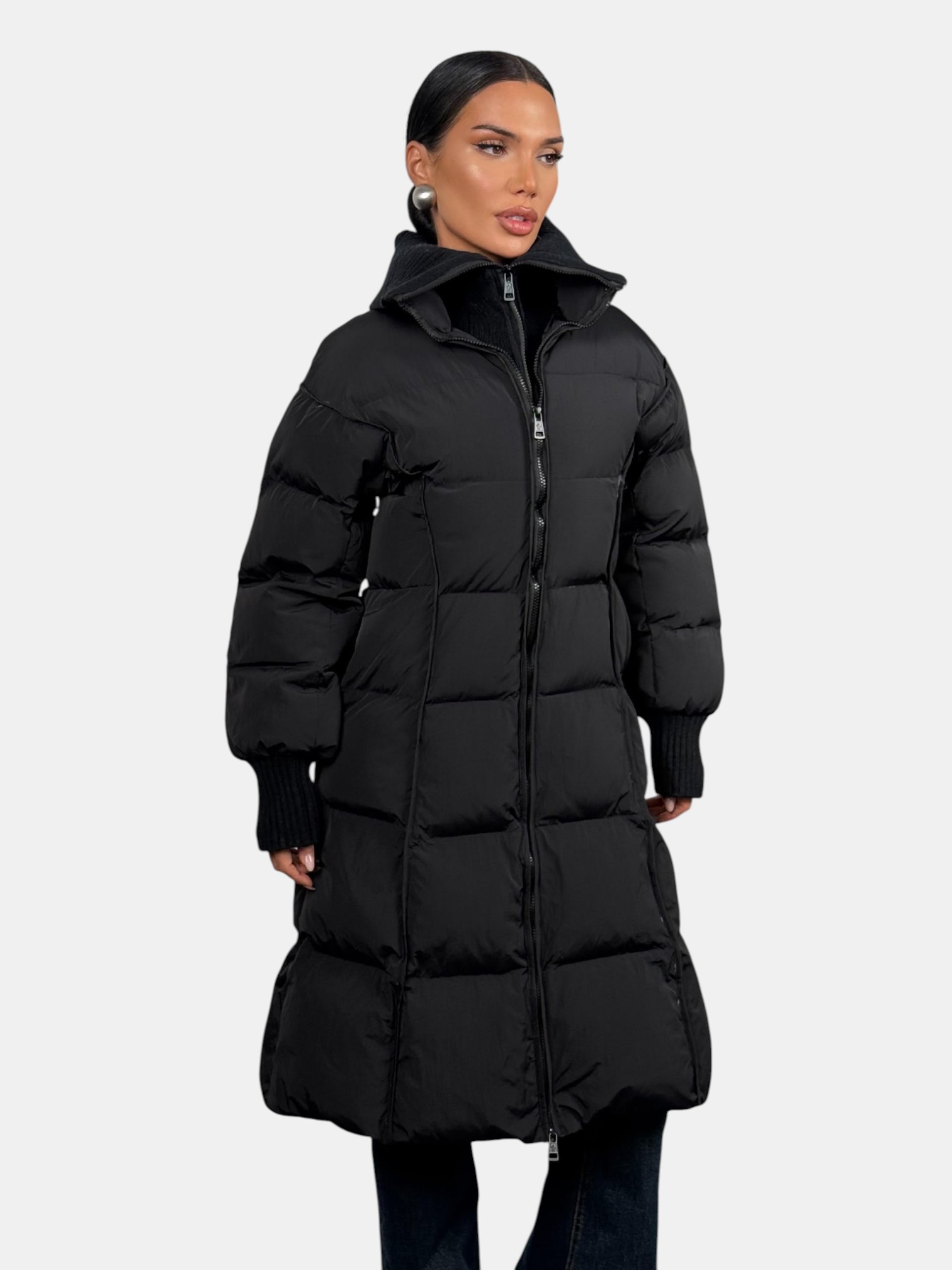 Длинный пуховик MONCLER черный 3211