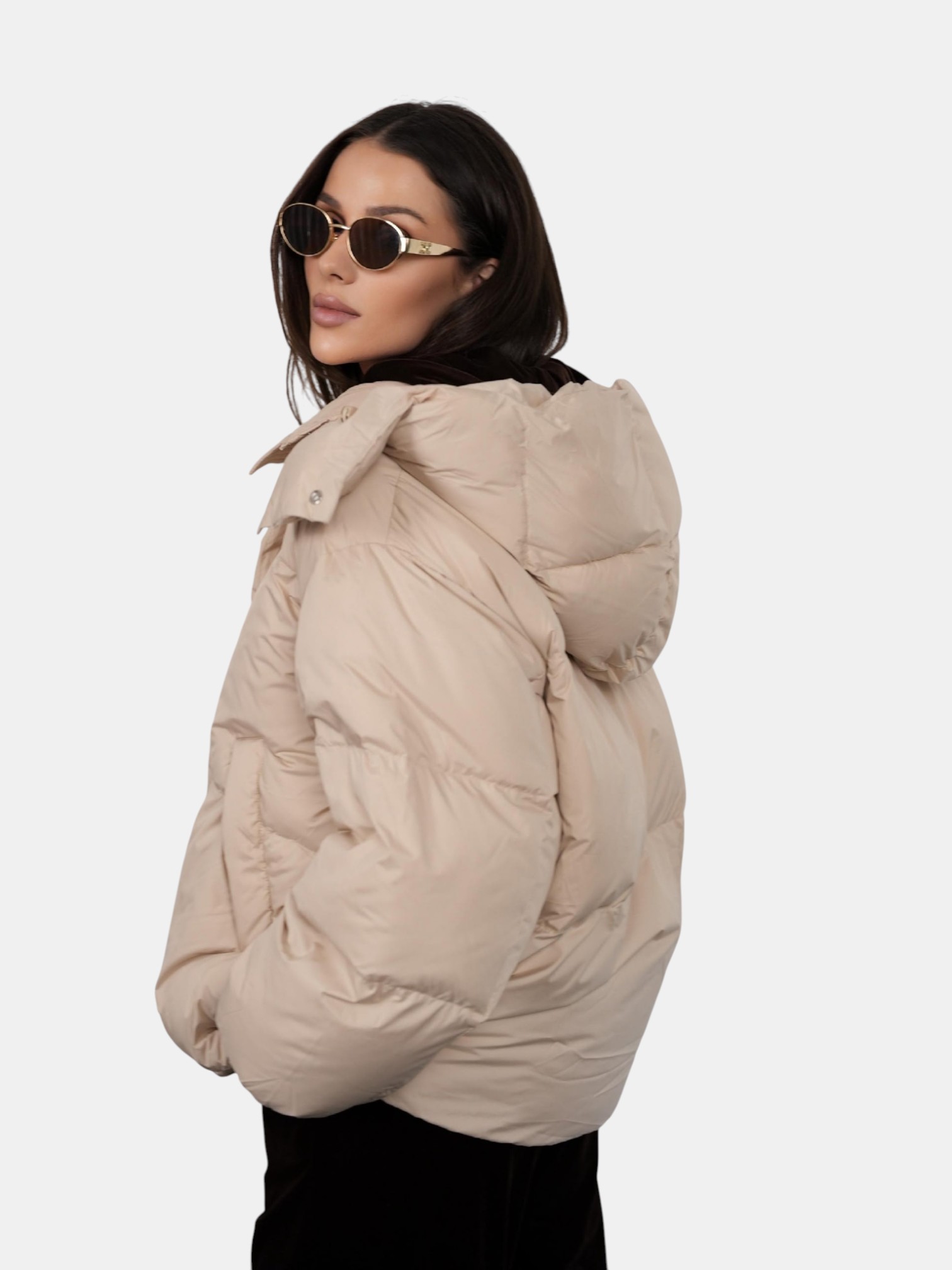 Пуховик оверсайз бежевый