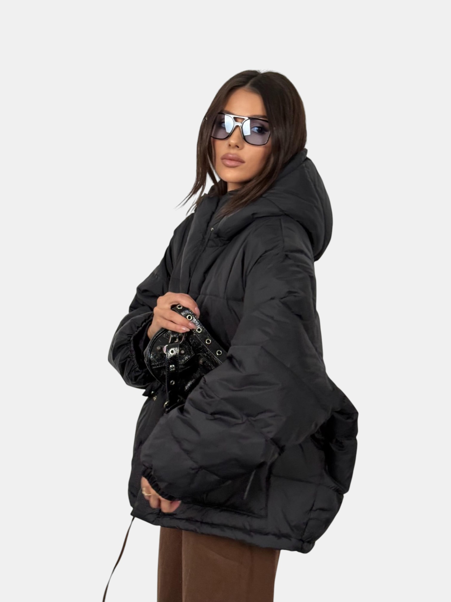 Пуховик оверсайз черный 3150
