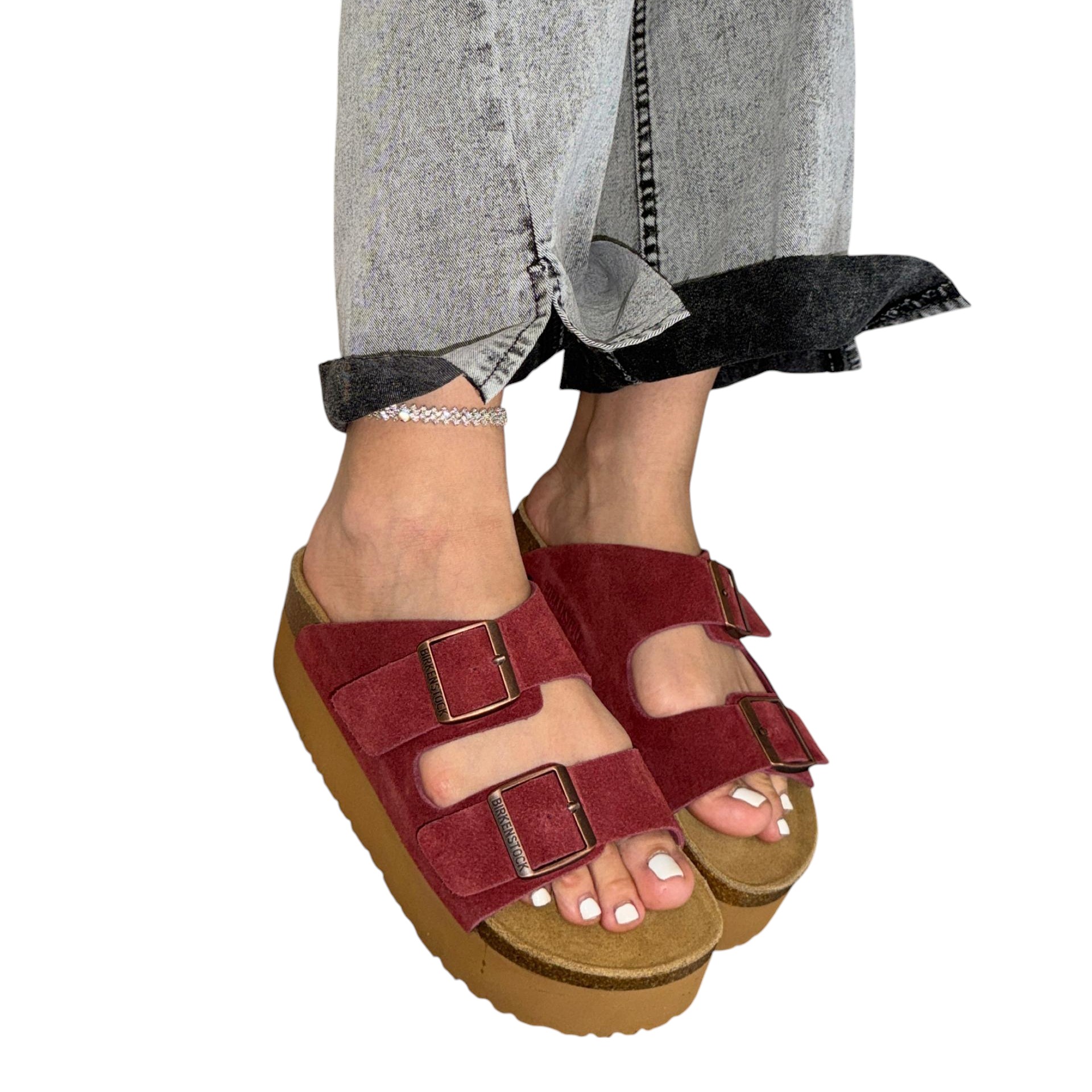 Шлепанцы женские BIRKENSTOCK натуральная замша бордовые 3104