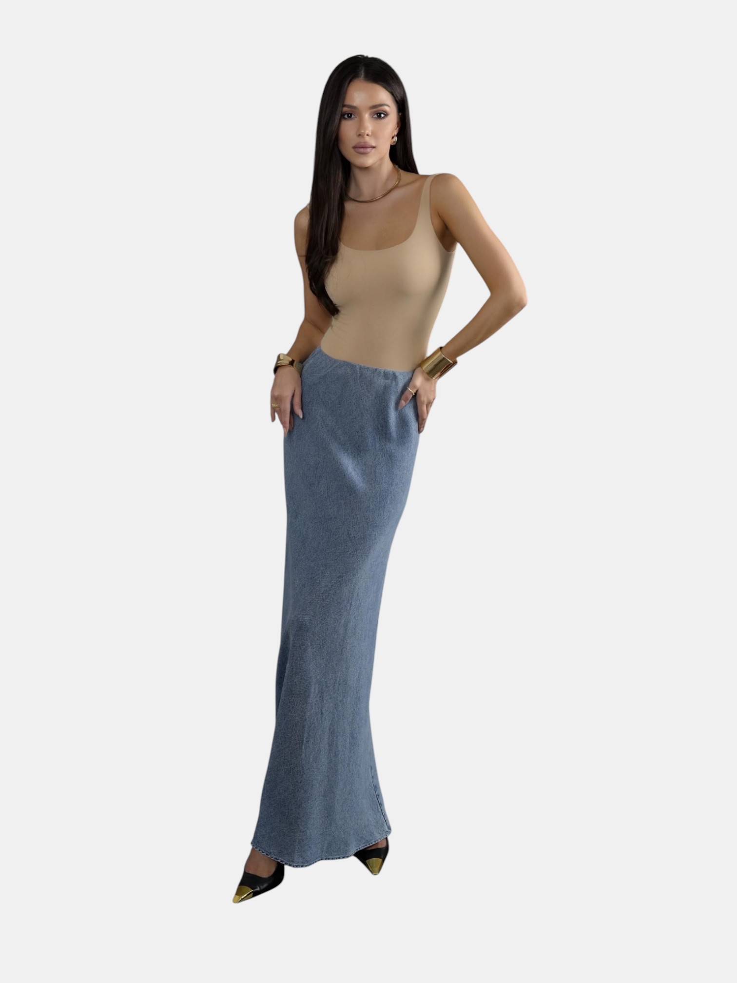 Джинсовая юбка голубая 3193