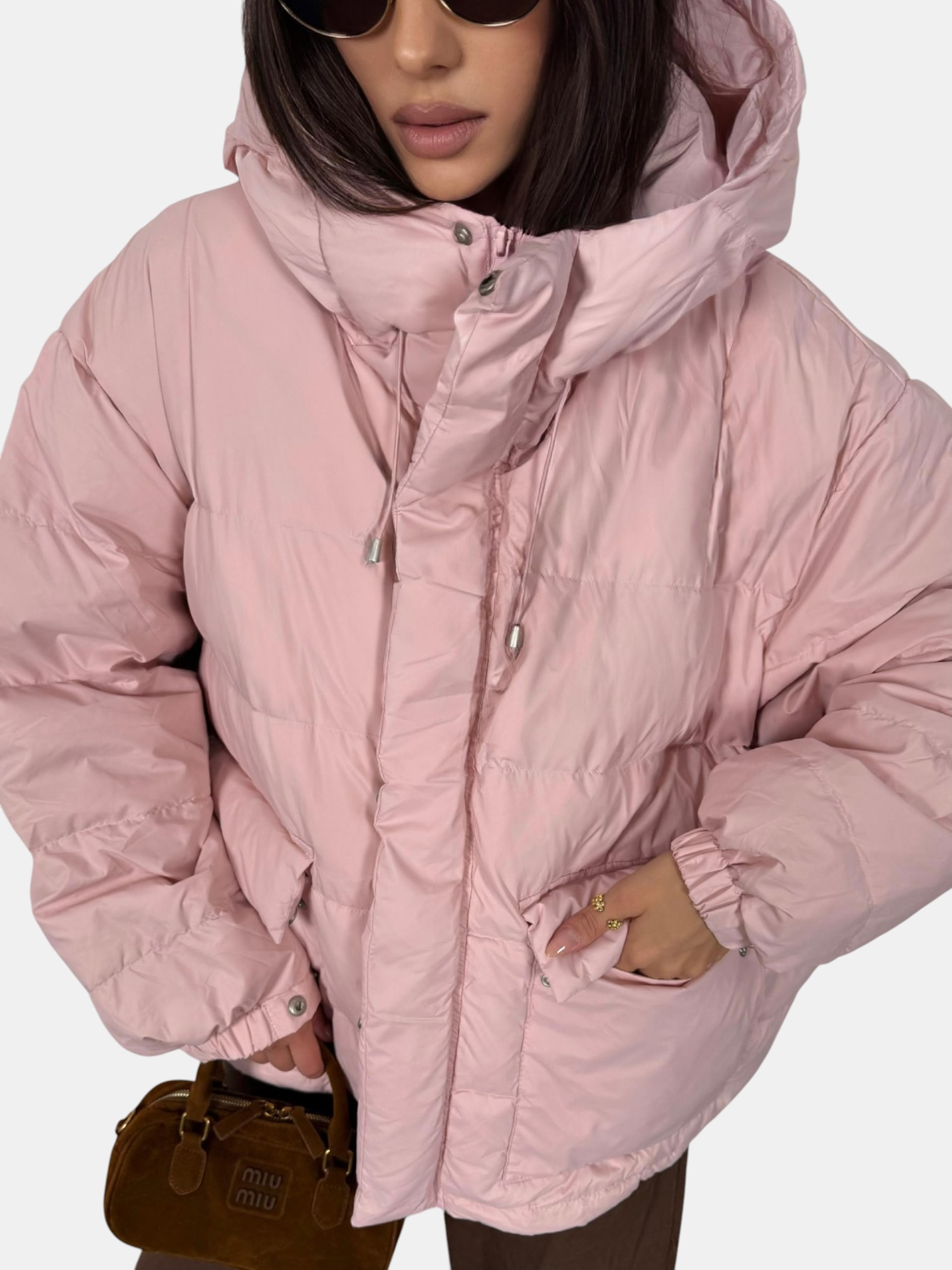 Пуховик оверсайз розовый
