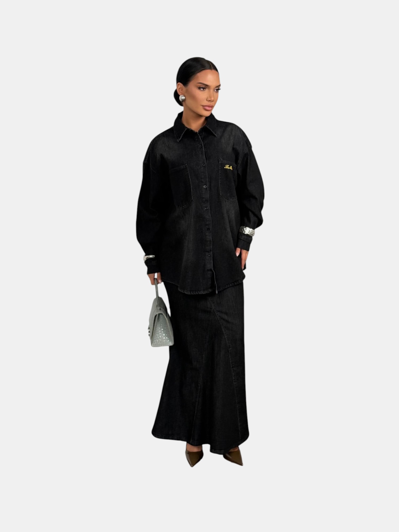 Джинсовый костюм двойка LORO PIANO черный 3176