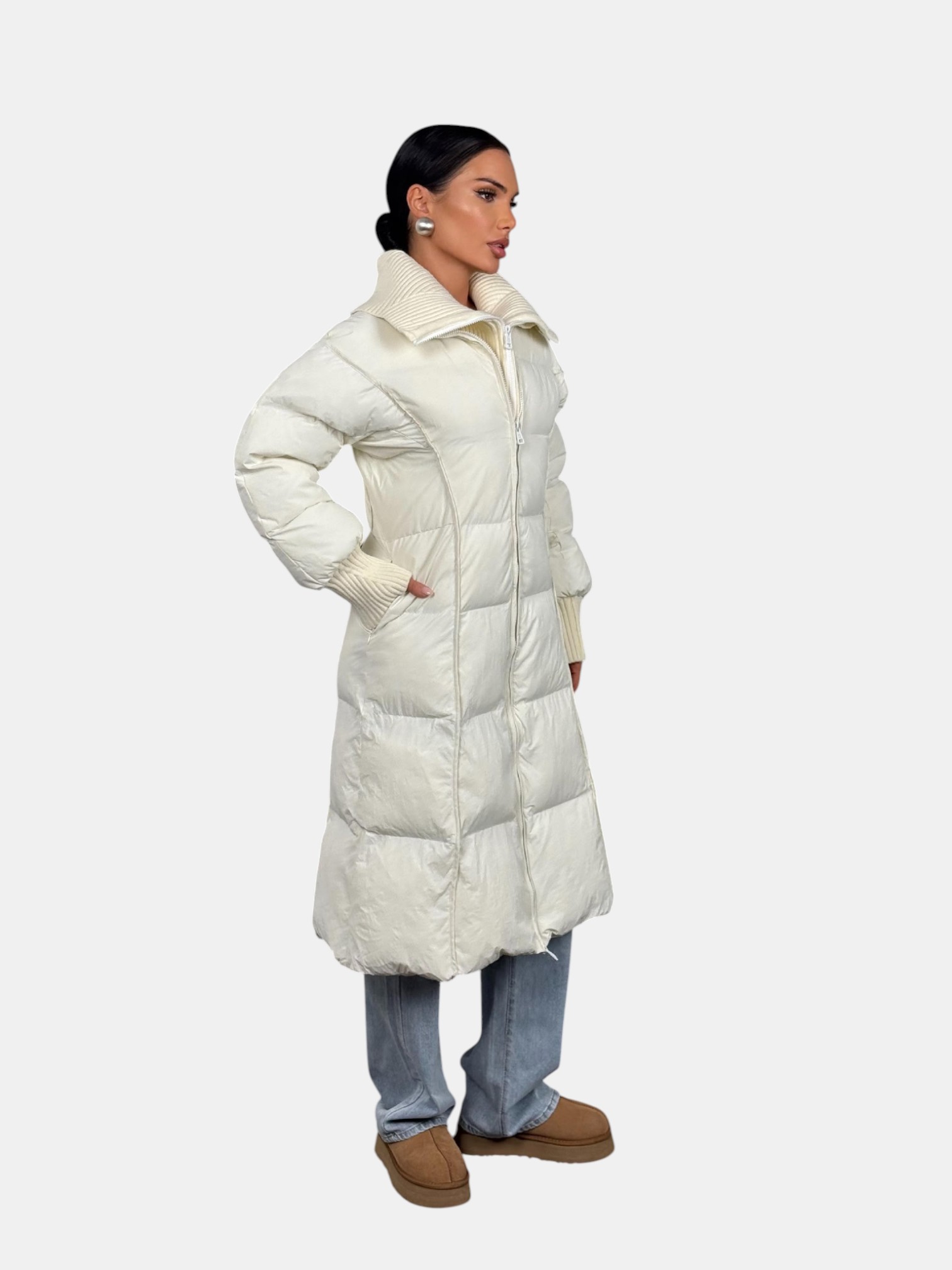 Длинный пуховик MONCLER белый 3213