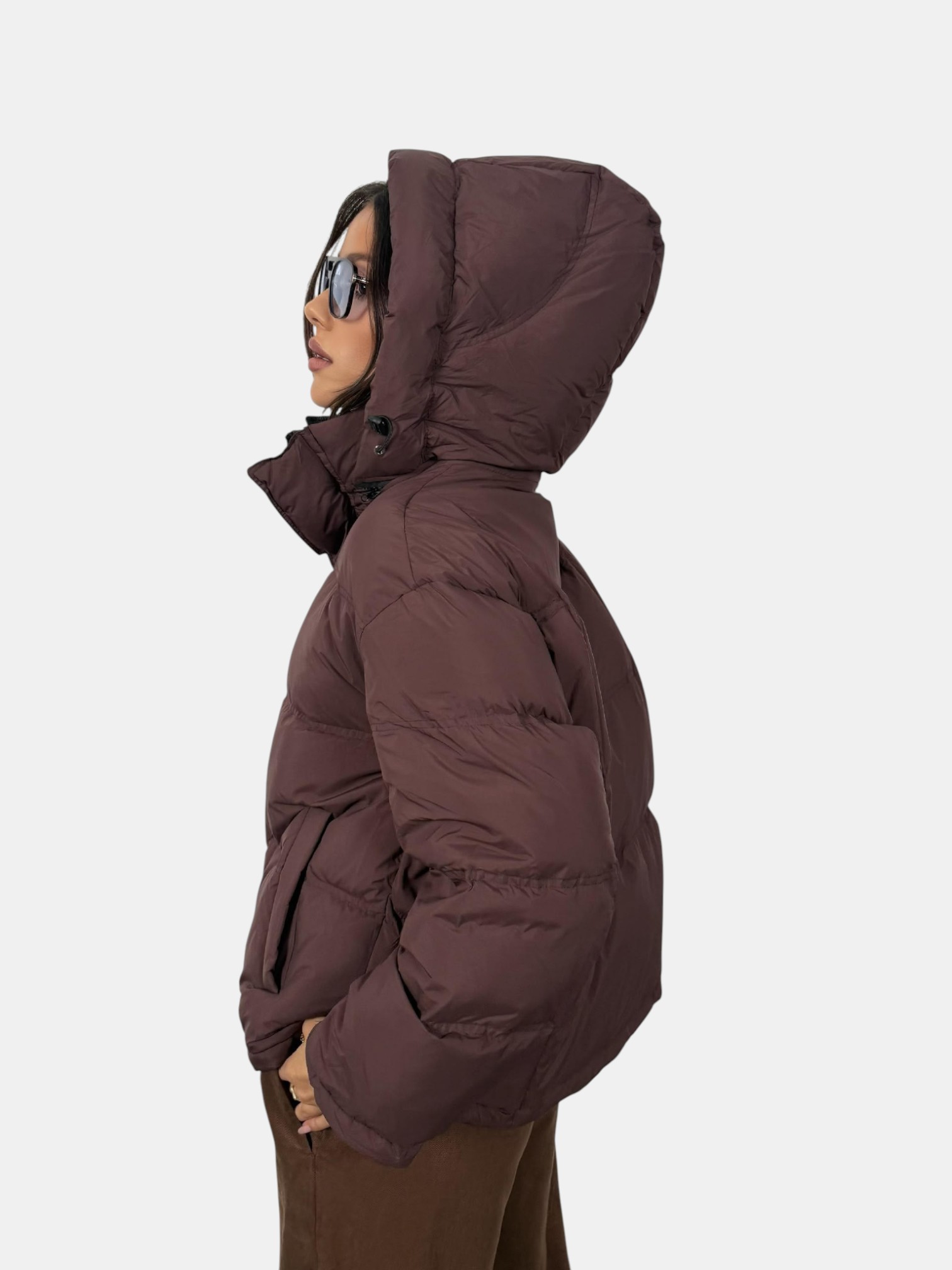 Пуховик оверсайз бордовый