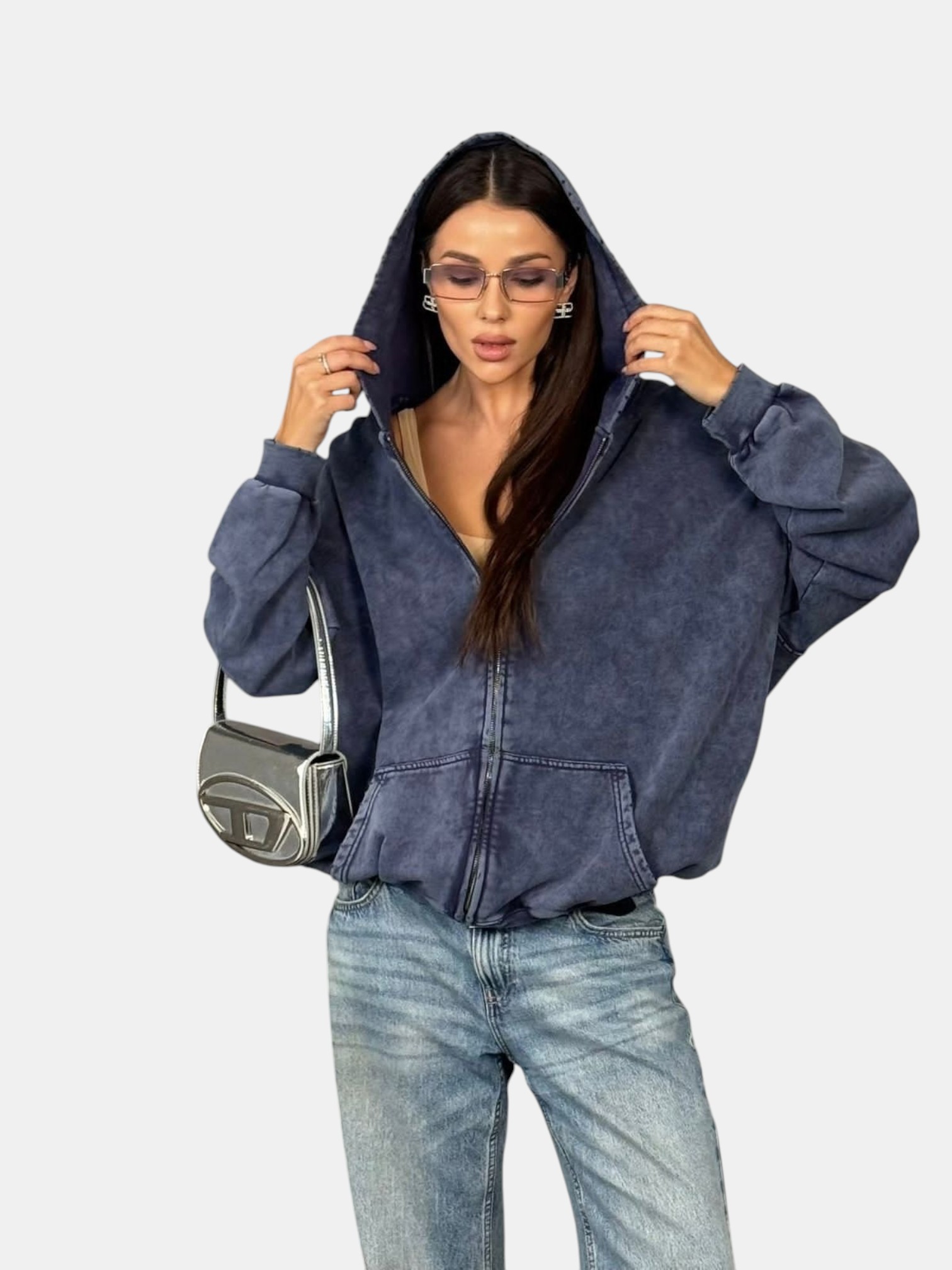 Толстовка с зипкой оверсайз