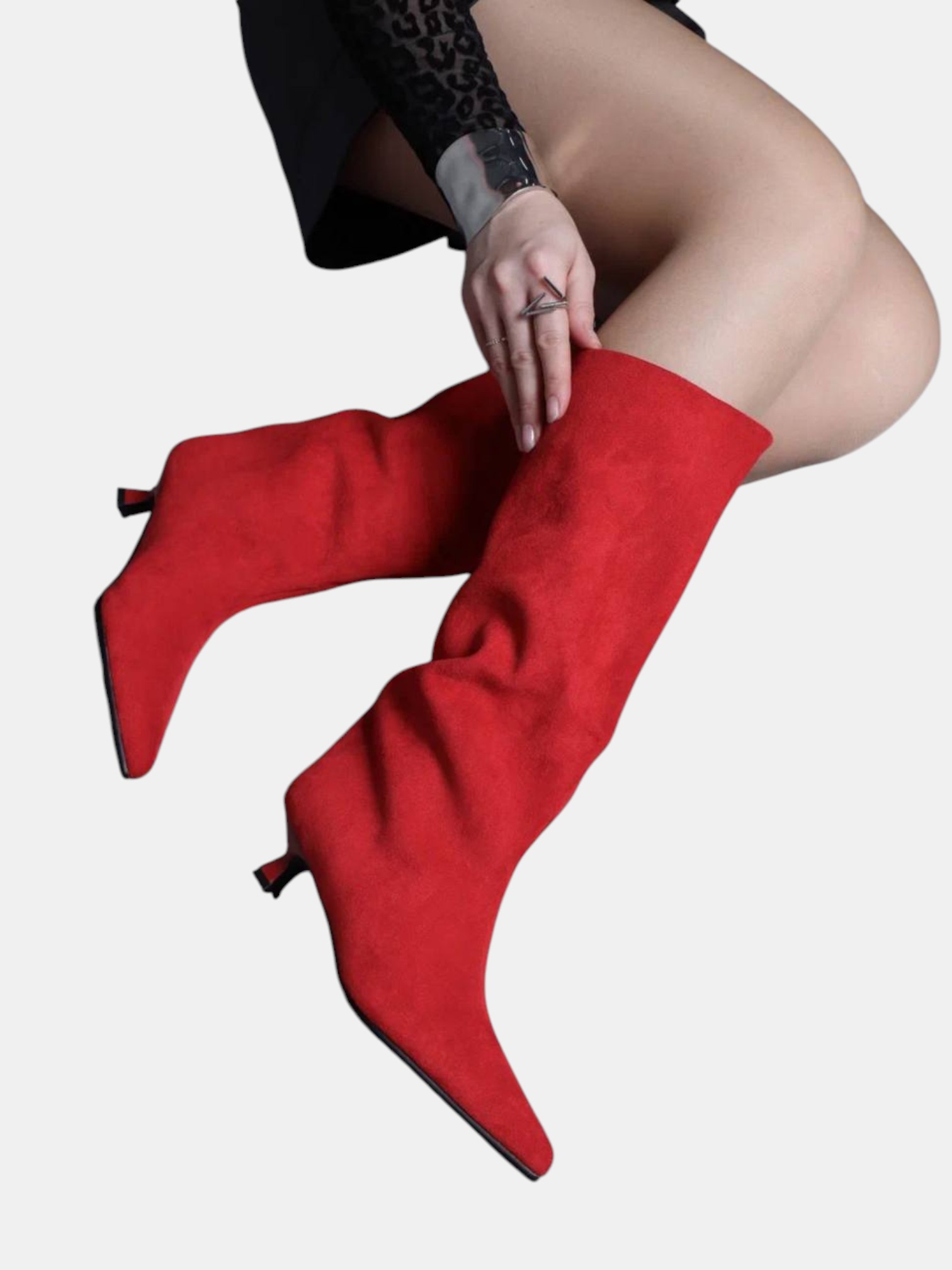 Сапоги трубы на шпильке