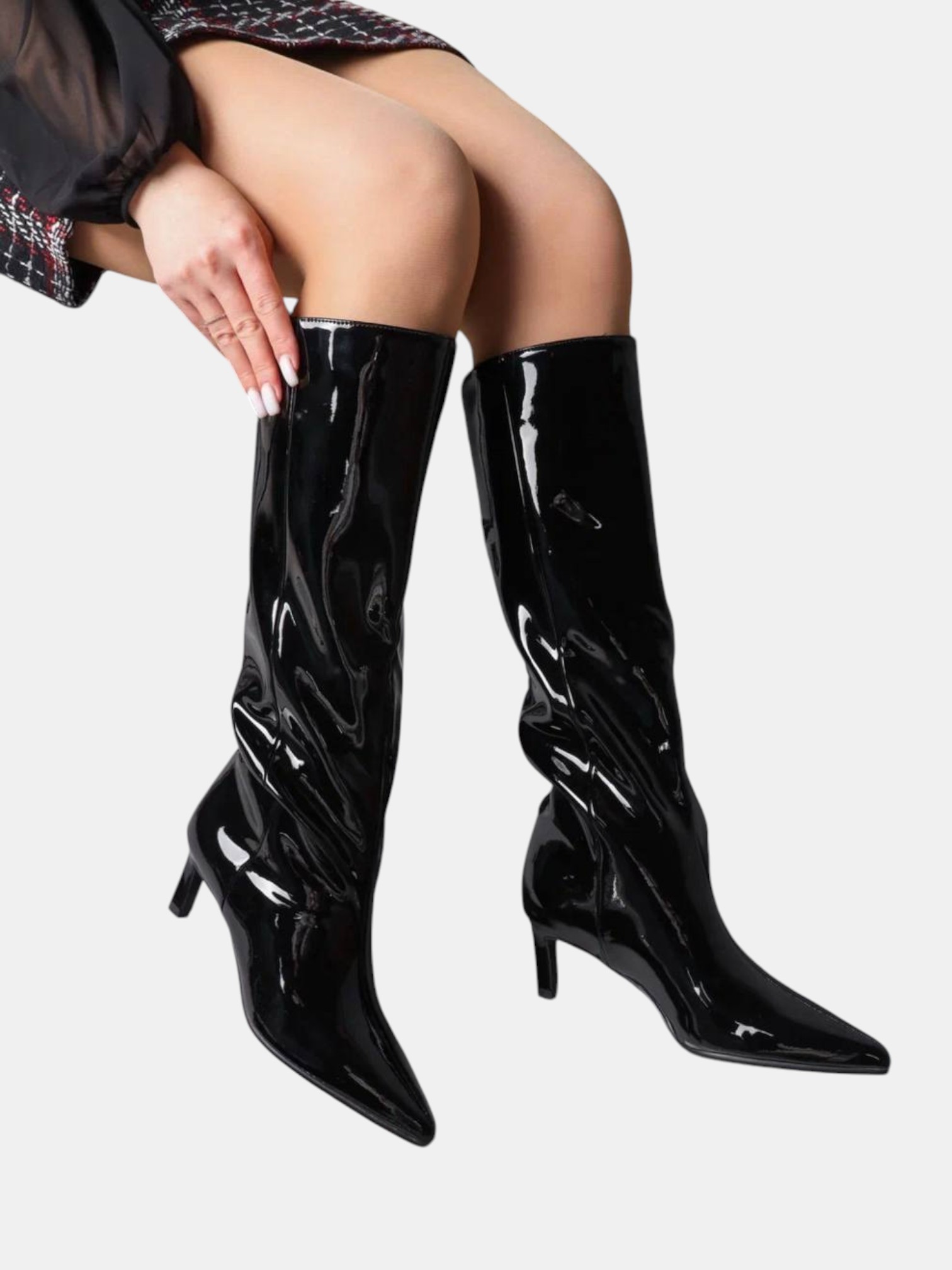 Сапоги трубы на шпильке