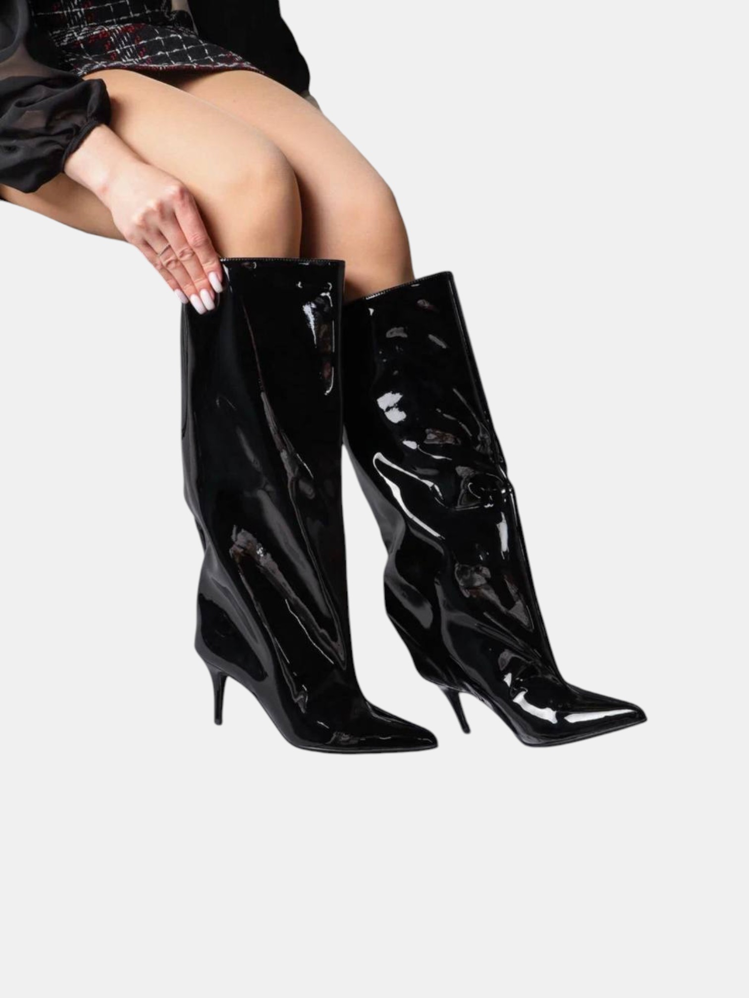 Сапоги трубы на шпильке