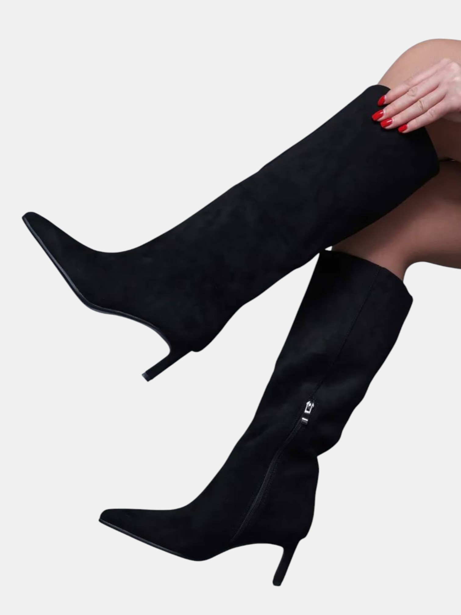 Сапоги трубы на шпильке замшевые черные 3306 Сапоги трубы на шпильке замшевые черные 3306