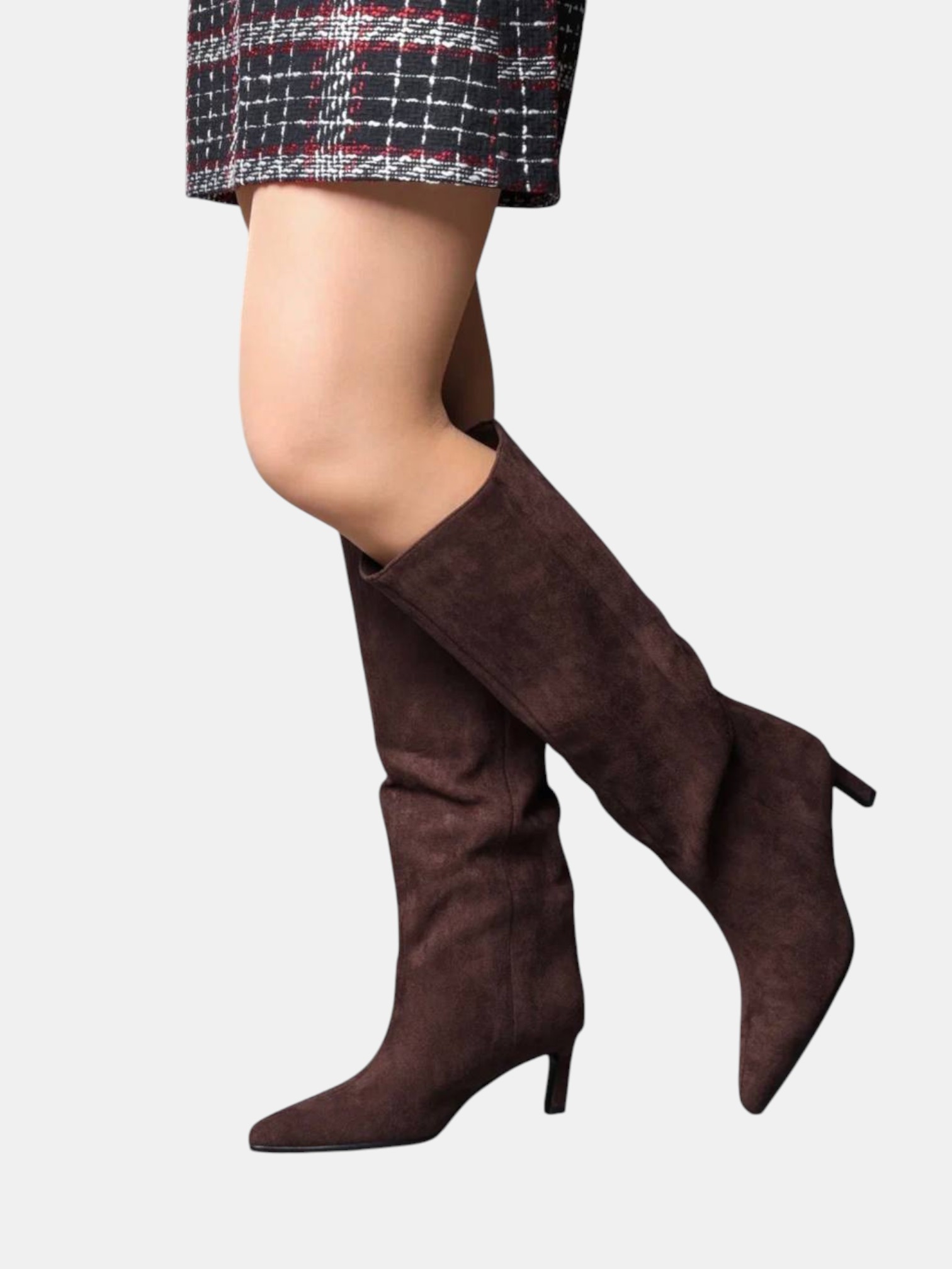 Сапоги трубы на шпильке замшевые шоколадные 3203 Сапоги трубы на шпильке замшевые шоколадные 3203