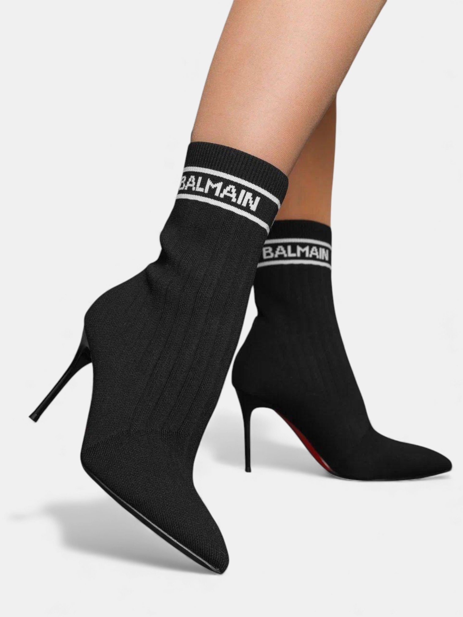 Ботильоны женские текстильные BALMAIN черные 3338