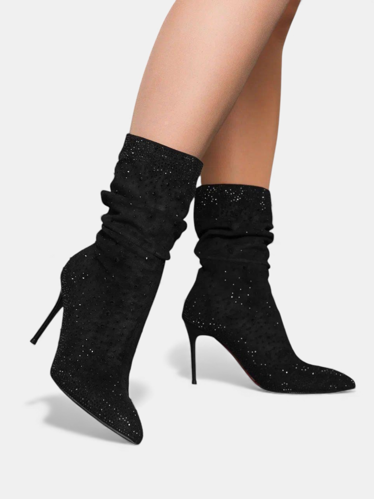 Полусапоги с камнями на шпильке черные 3381 Полусапоги с камнями на шпильке черные 3381