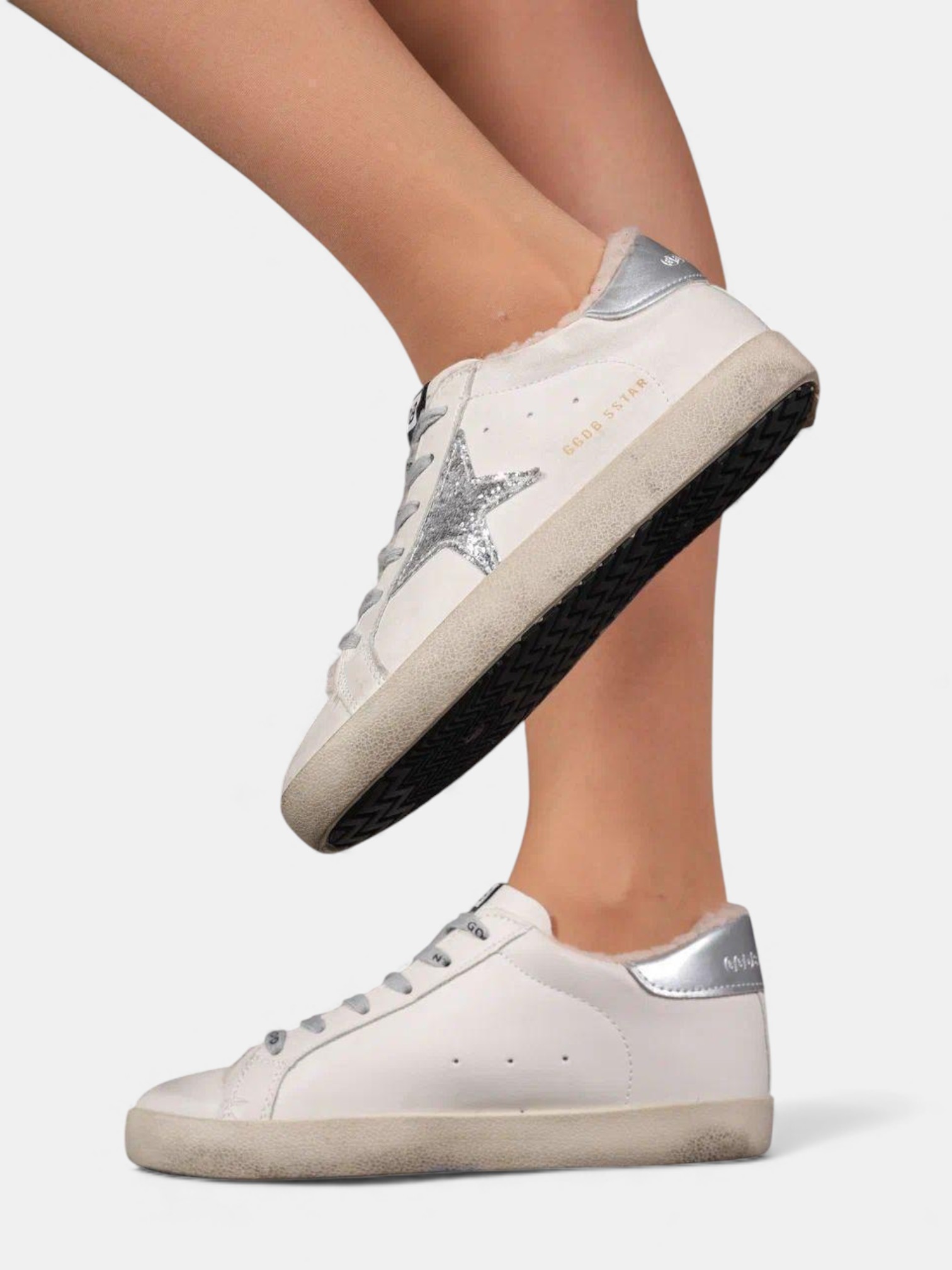 Кеды зимние olden goose белые с серебром 3375 Кеды зимние olden goose белые с серебром 3375