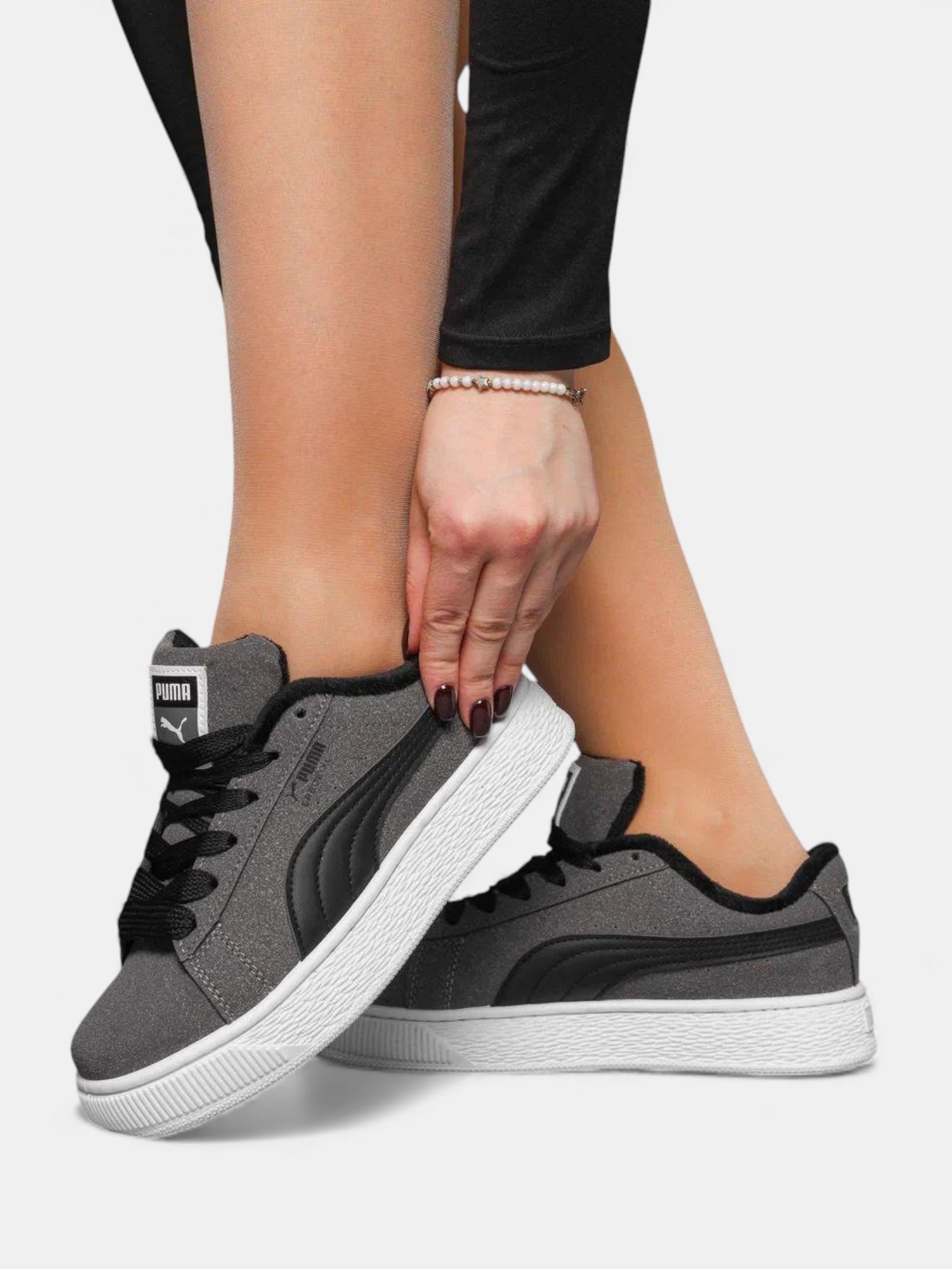 Кроссовки демисезон Puma Suede на байке серые 3396