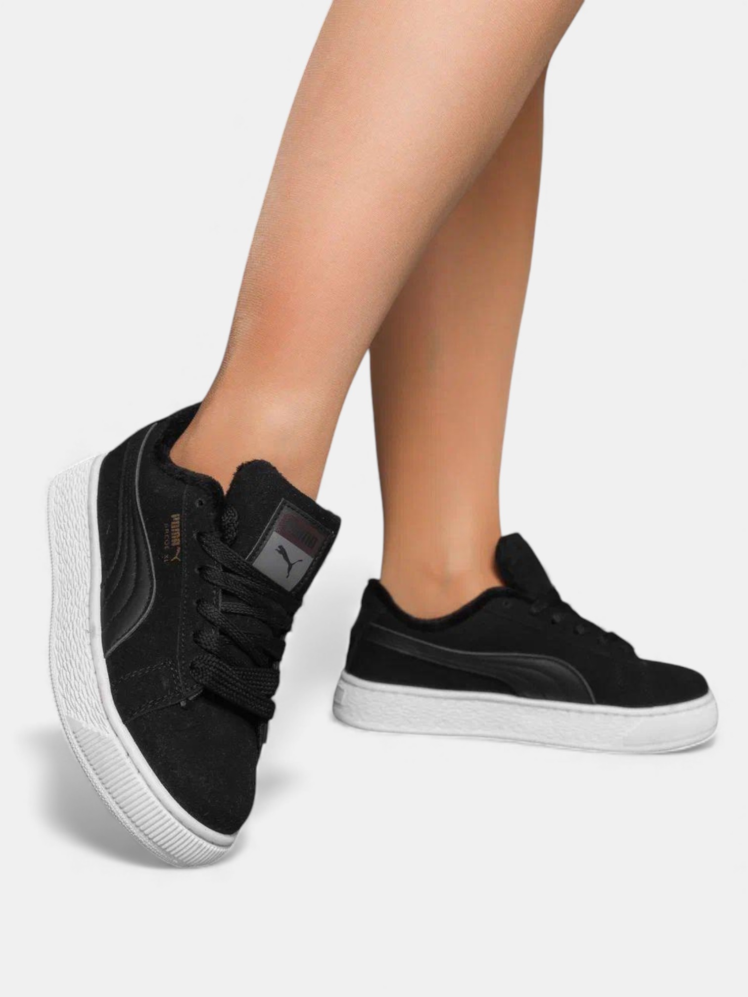 Кроссовки демисезон Puma Suede на байке черные 3395