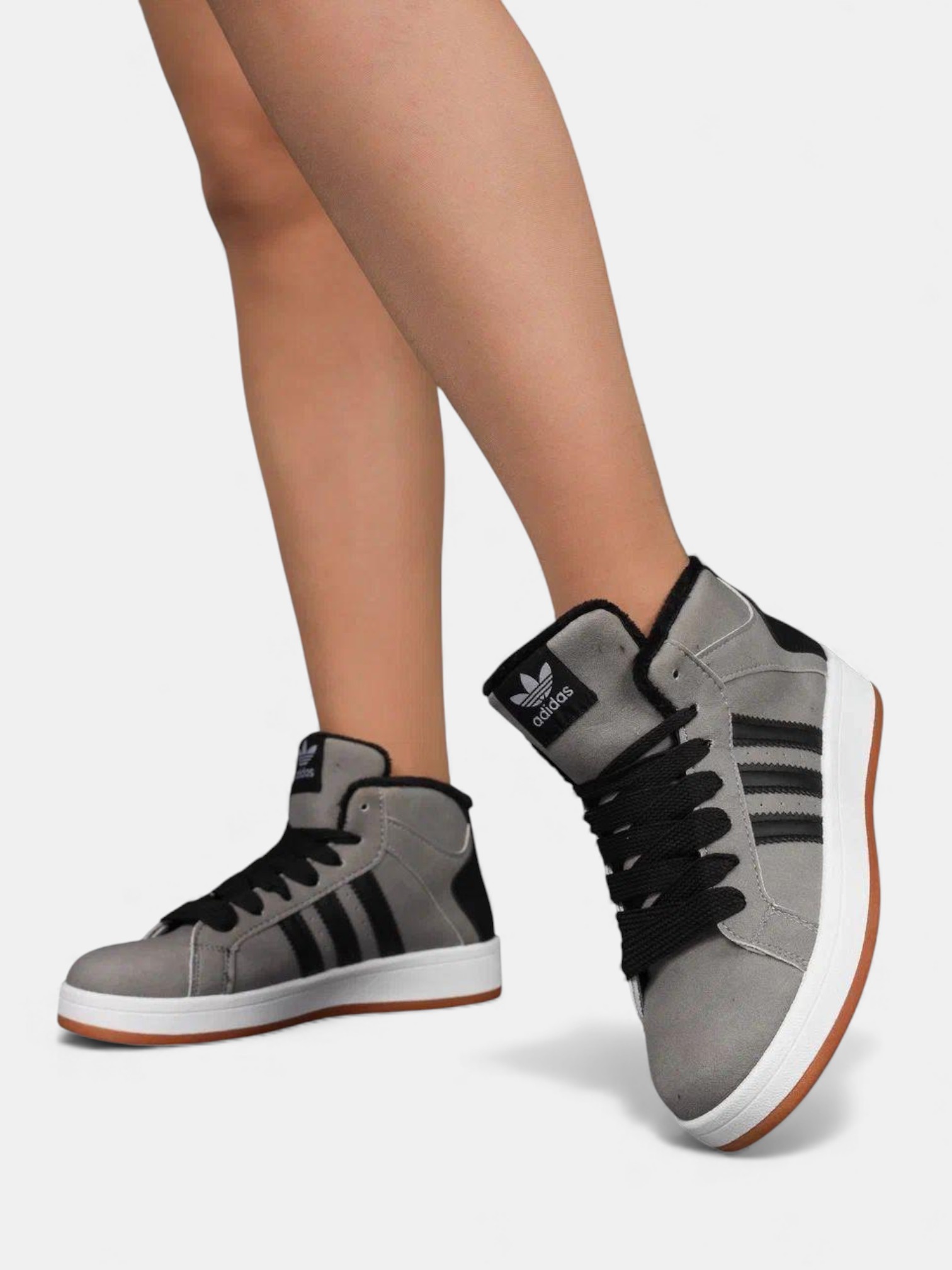 Кроссовки Adidas Campus с мехом серые 3384