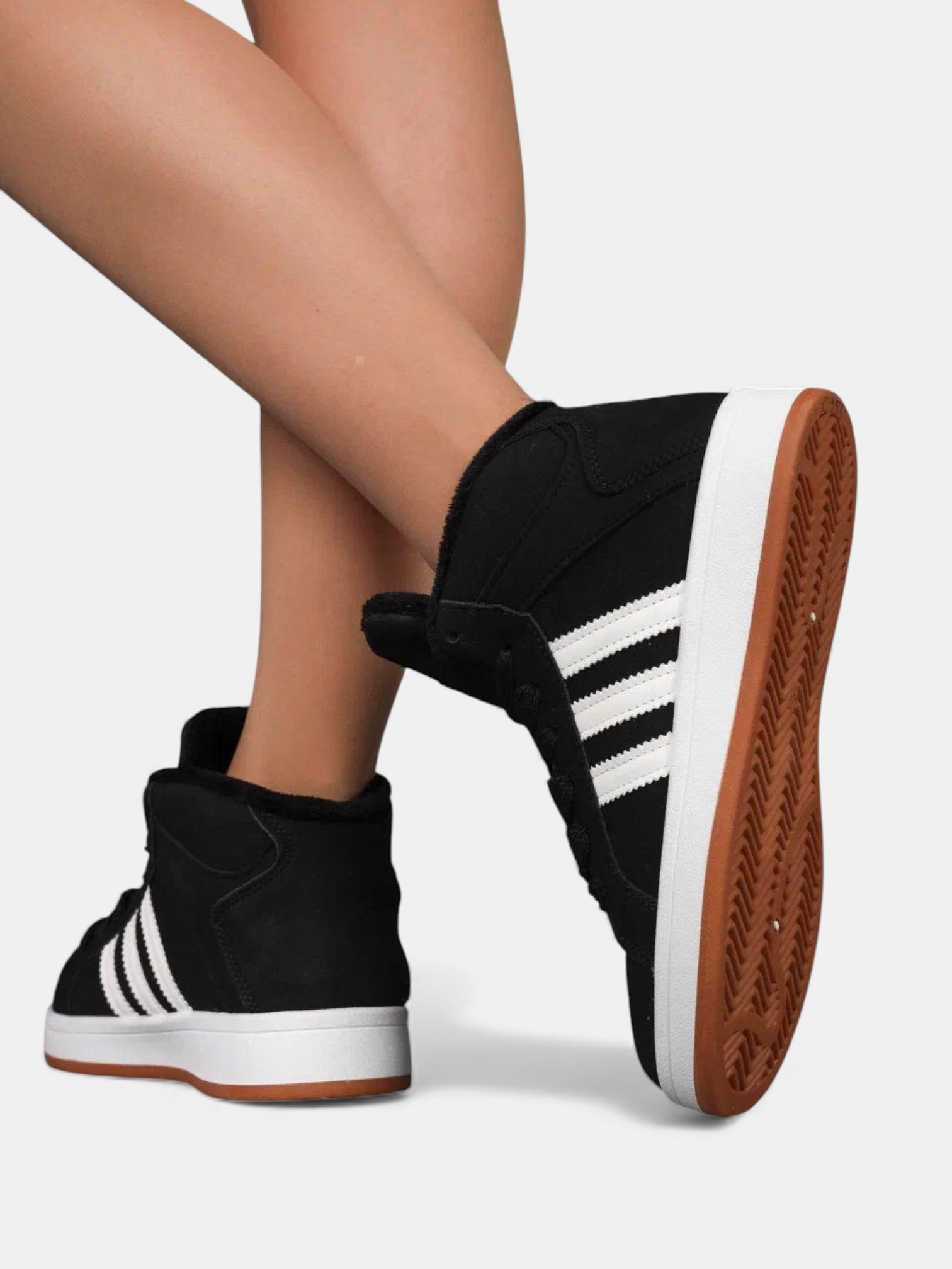 Кроссовки Adidas Campus с мехом черные 3386