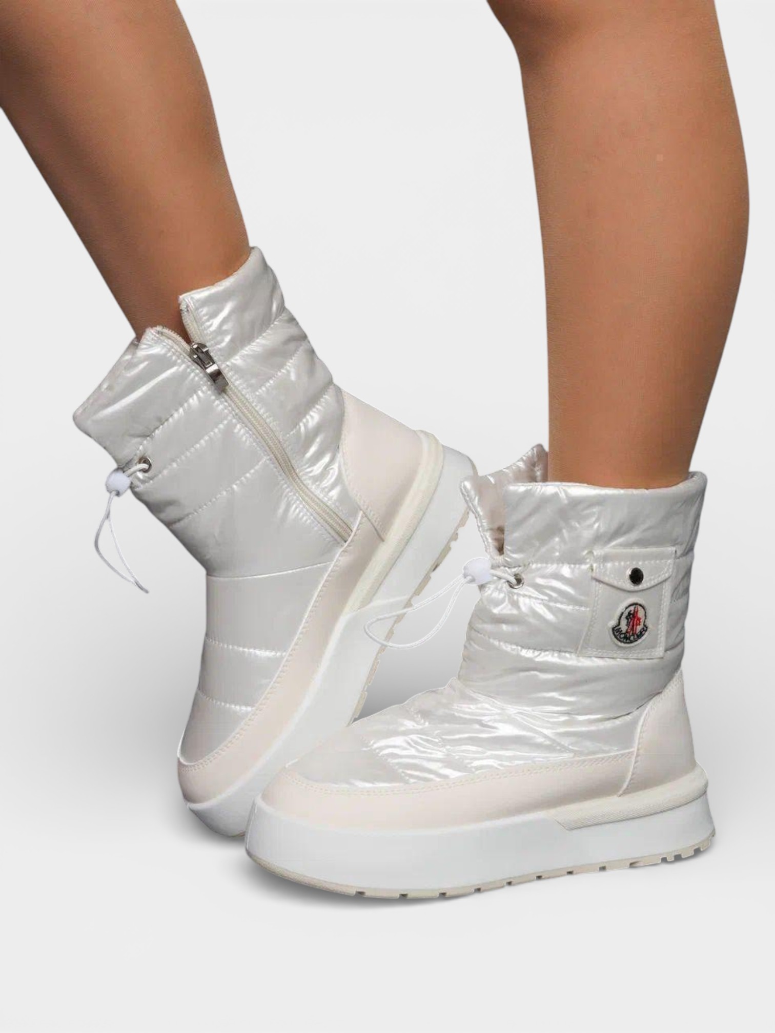 Дутики Moncler зимние бежевые 3431