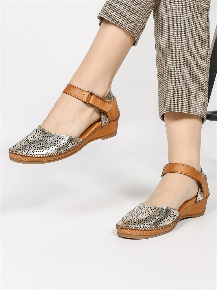 Босоножки женские летние натуральная кожа серебристые 105-L04-62-02