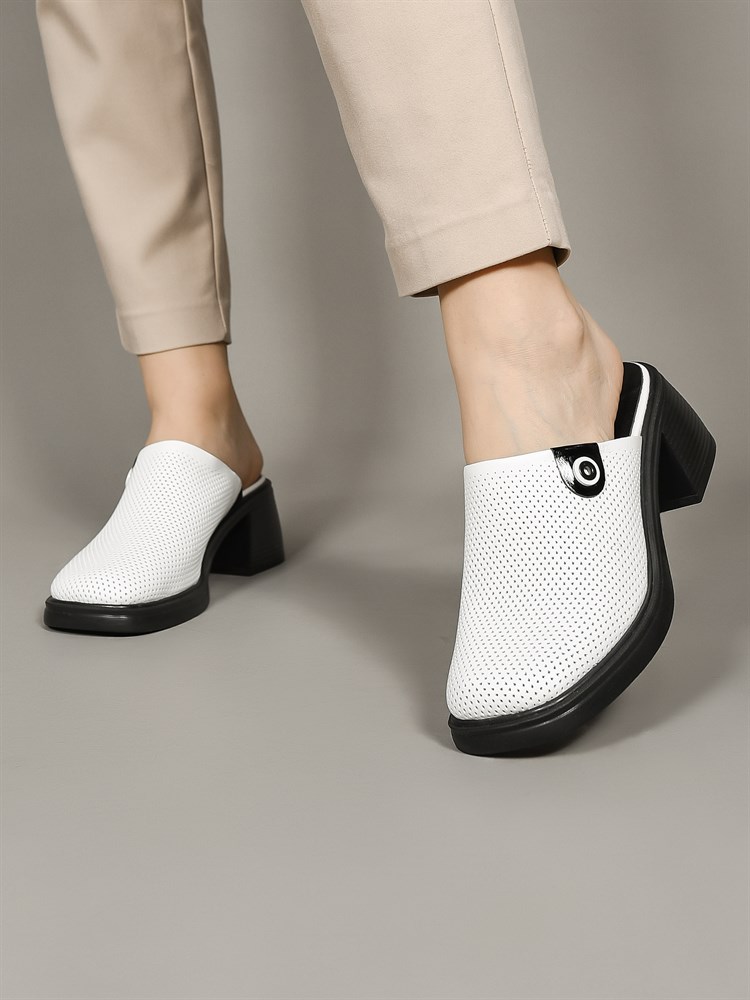 Сабо женские летние натуральная кожа белые 130-11