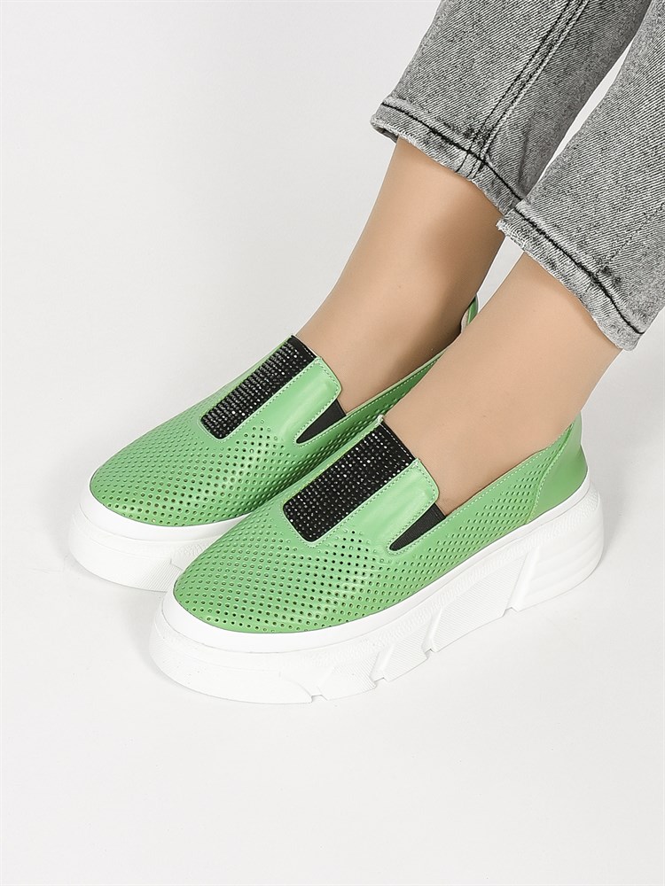 Слиперы женские летние натуральная кожа зеленые 163-241-212 Слиперы женские летние натуральная кожа зеленые 163-241-212