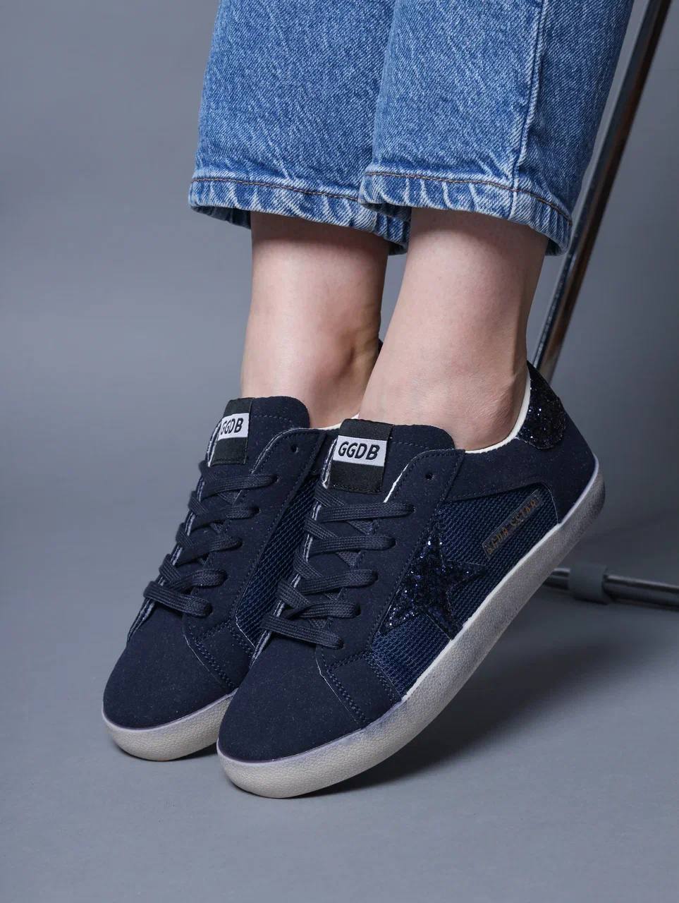 Кеды женские брендовые искусственная замша синие 3561 Кеды женские брендовые искусственная замша синие 3561