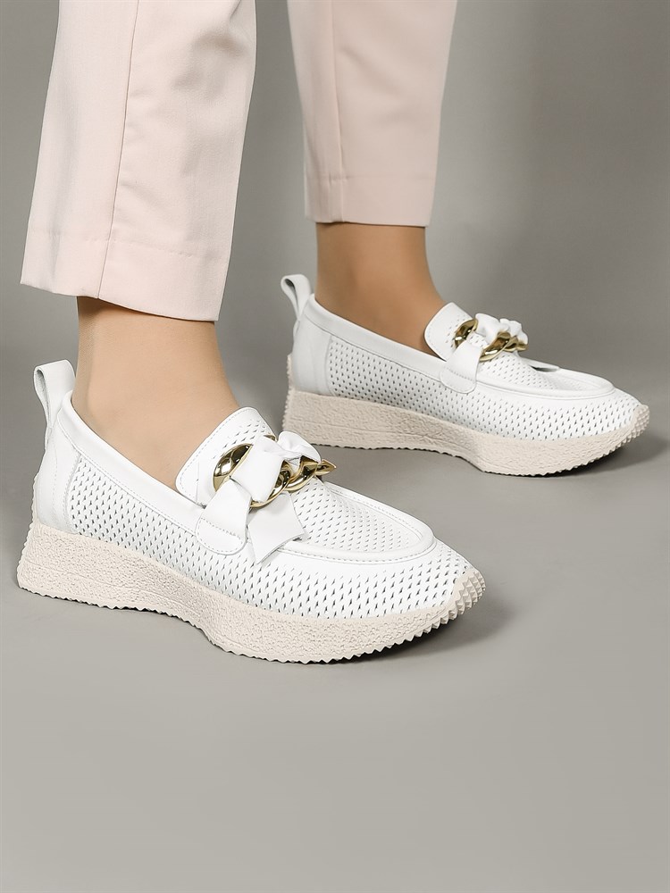 Слиперы женские летние натуральная кожа белые 011-737 Beyaz