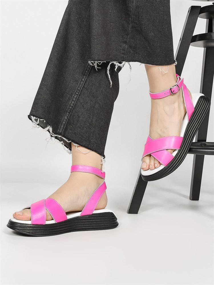 Босоножки женские летние натуральная кожа фуксия 117 Fusiya