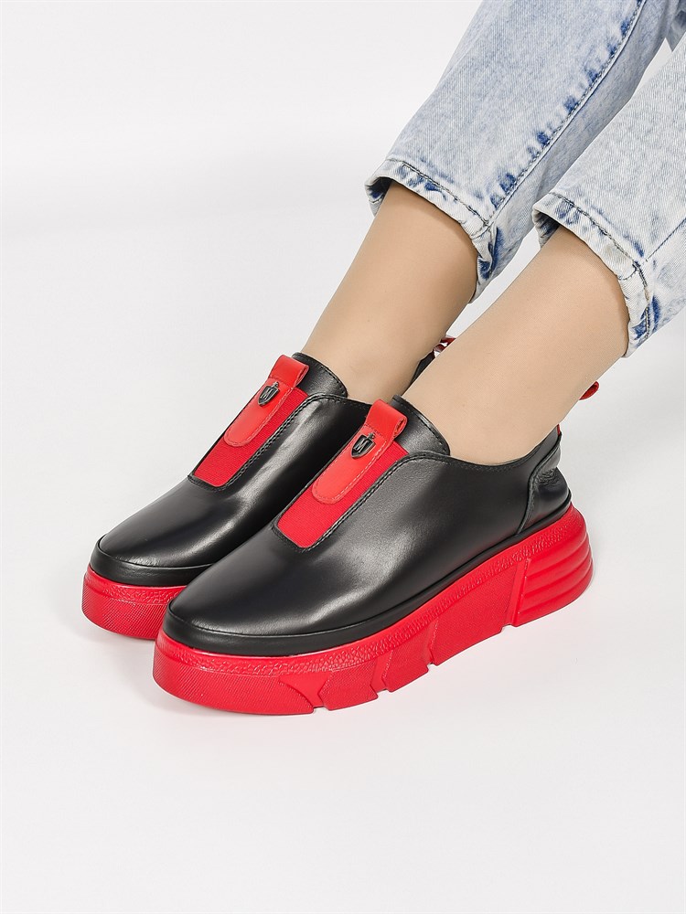 Лоферы женские натуральная кожа черные 154-01-202