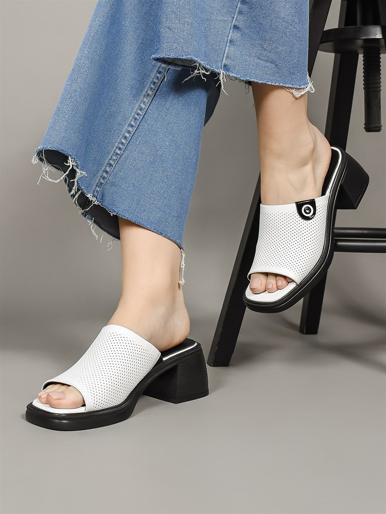 Сабо женские летние натуральная кожа белые 128-11