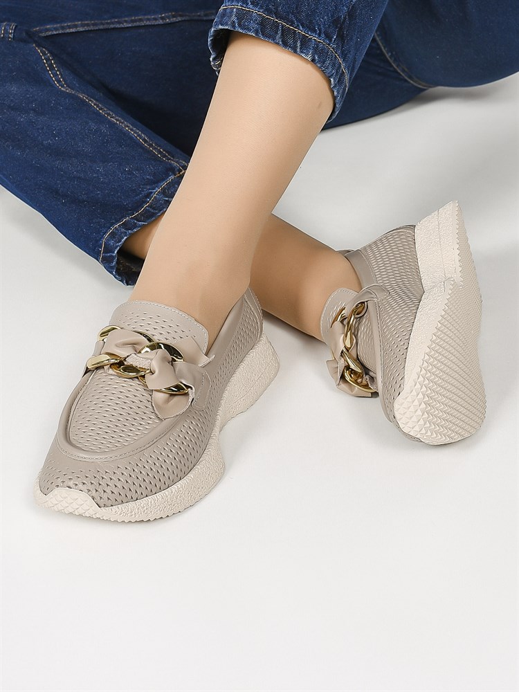 Слиперы женские летние натуральная кожа бежевые 011-737 Vizon