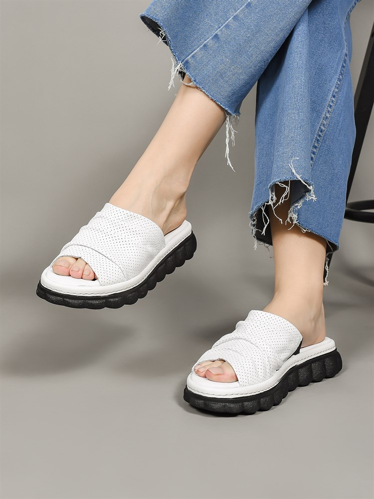 Сабо женские летние натуральная кожа белые 40-03 Zimbali