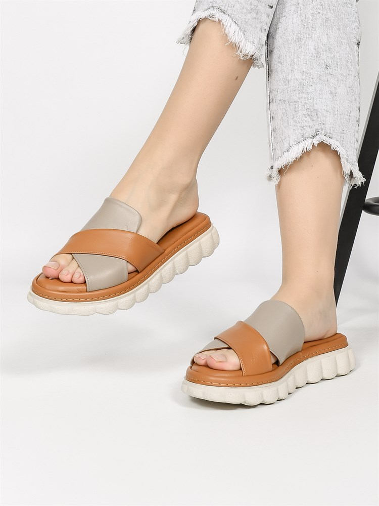 Сабо женские летние натуральная кожа корица 35-04-94