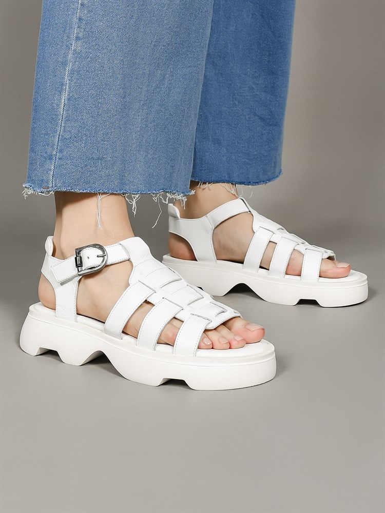 Босоножки женские летние натуральная кожа белые 105 Beyaz