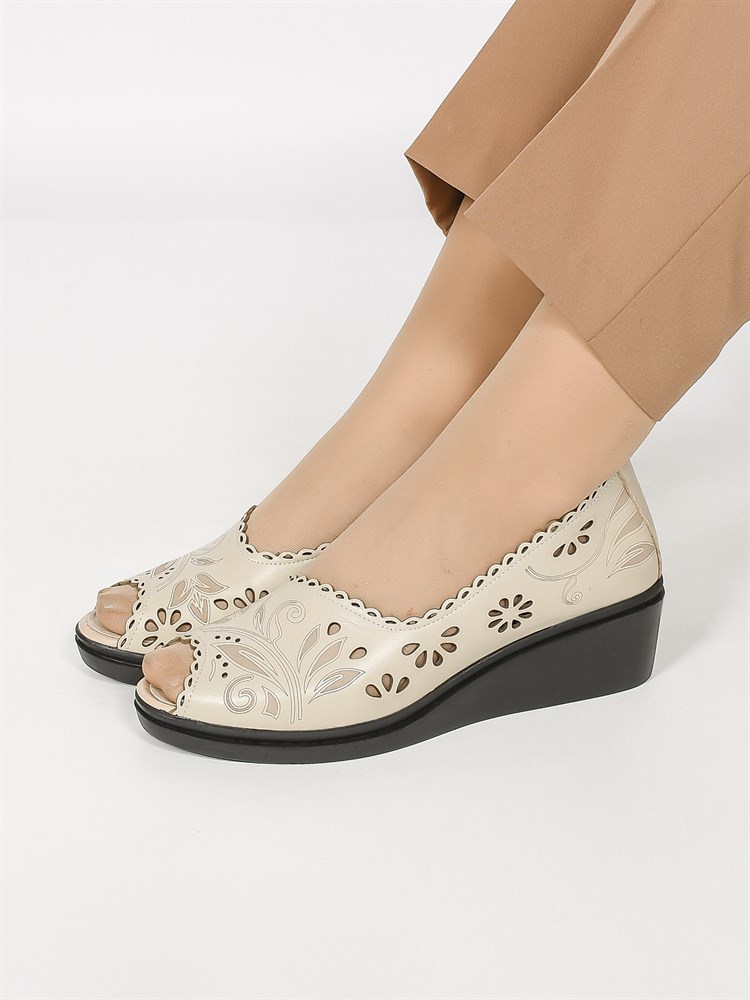 Туфли женские летние натуральная кожа бежевые 196-113-02