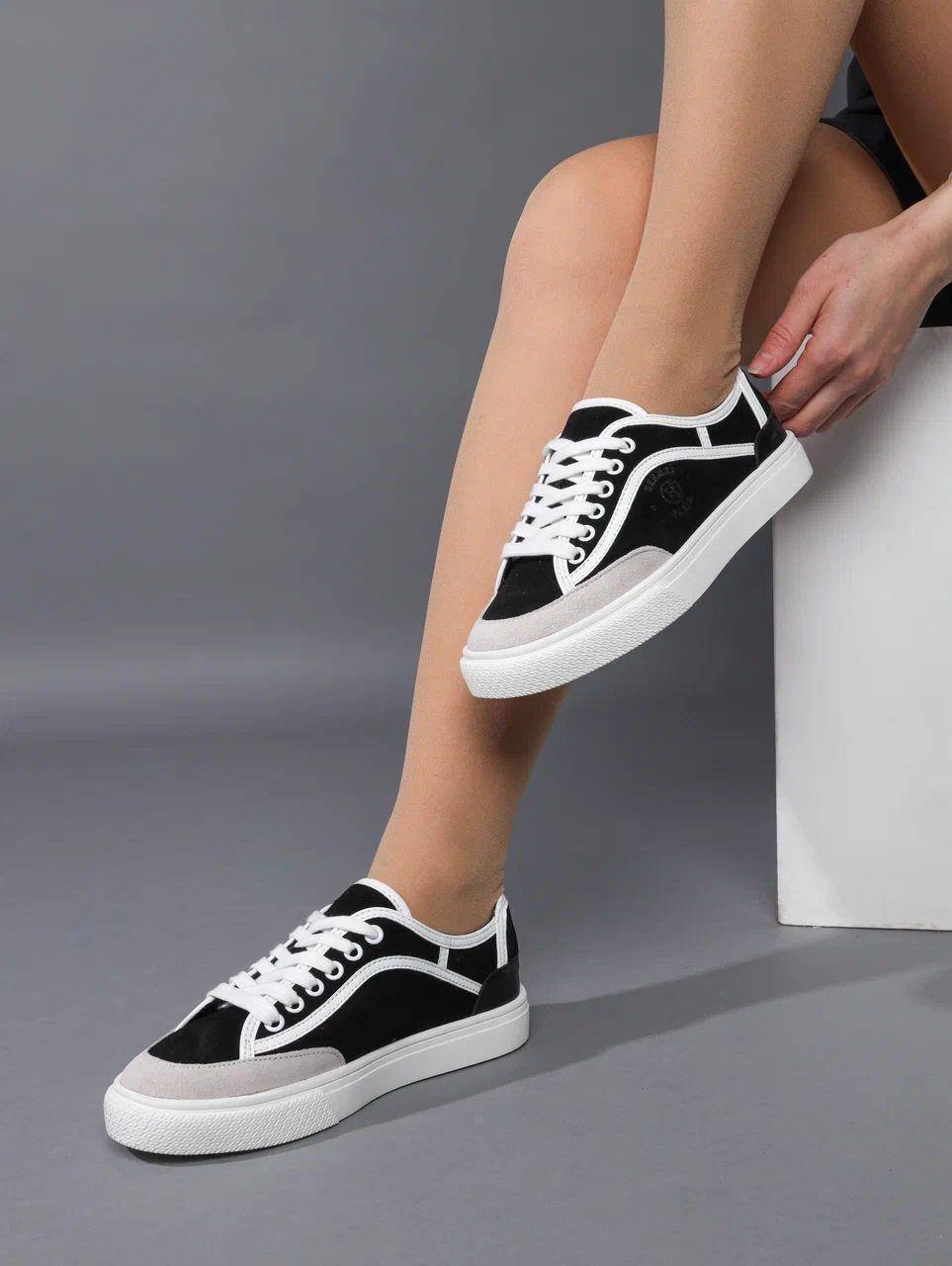 Кеды женские брендовые натуральная кожа с текстилем черные 3661 Кеды женские брендовые натуральная кожа с текстилем черные 3661