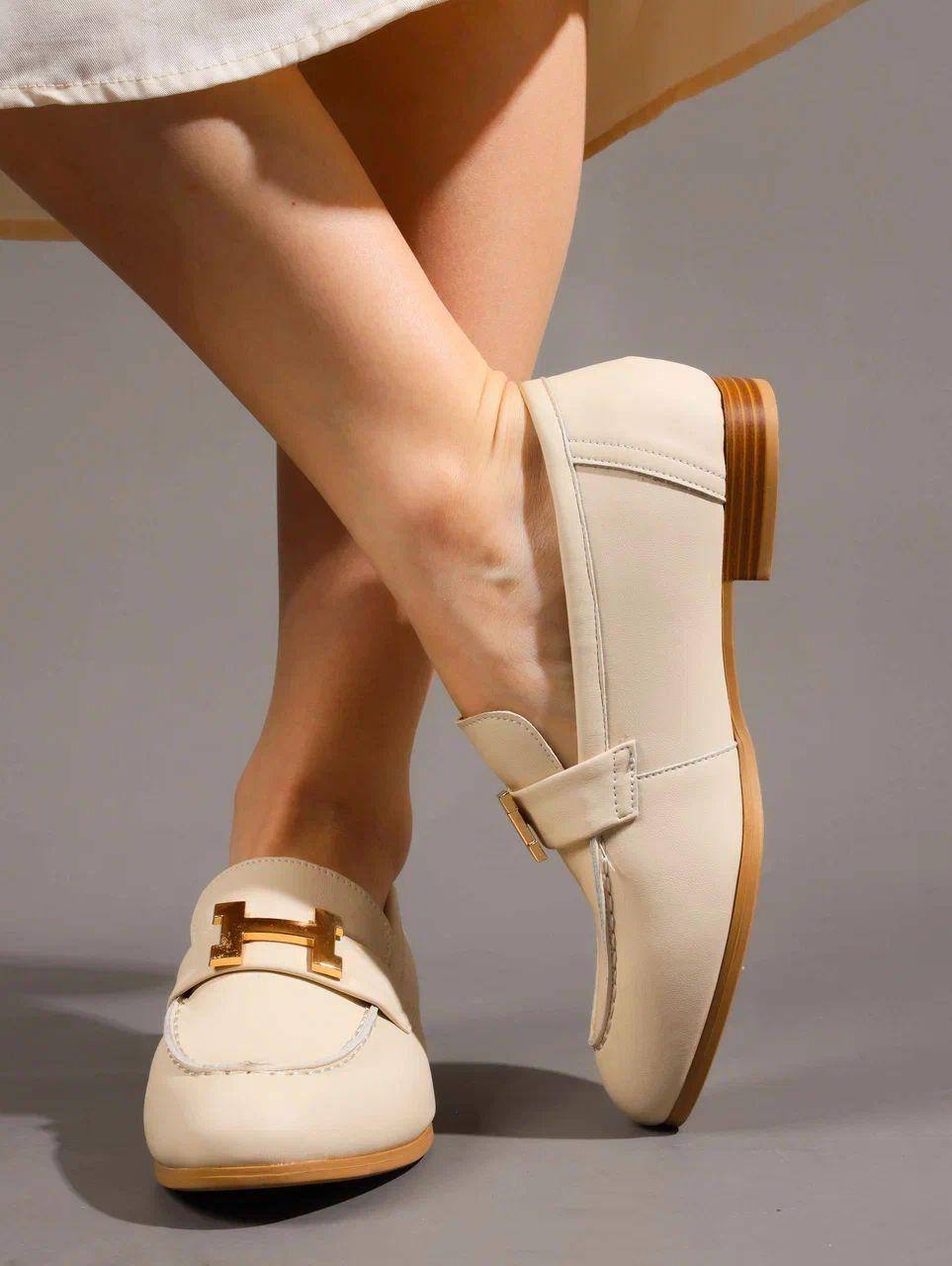 Лоферы женские брендовые натуральная кожа бежевые 3647