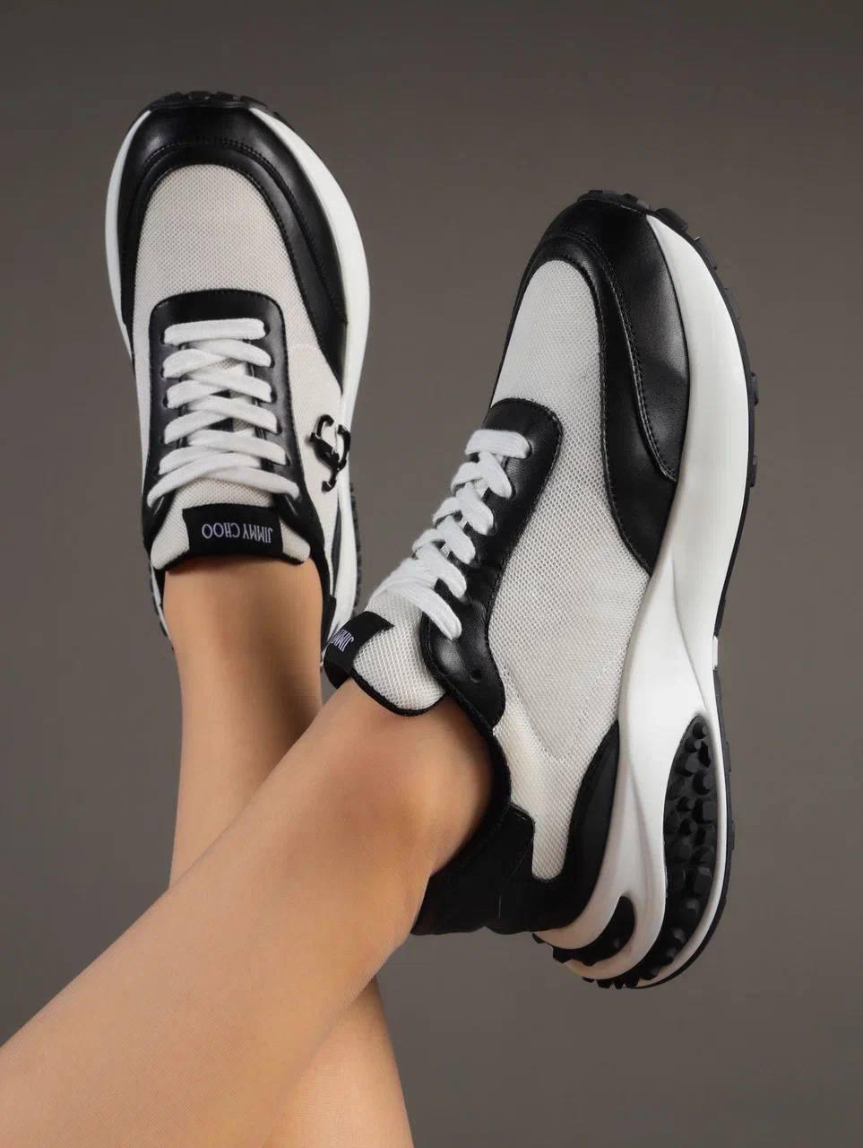 Кроссовки женские брендовые натуральная кожа с текстилем черные 3613