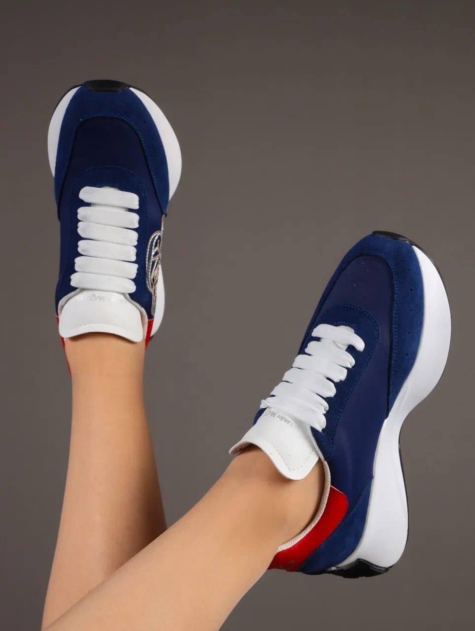 Кроссовки женские брендовые натуральная кожа синие 3581 Кроссовки женские брендовые натуральная кожа синие 3581