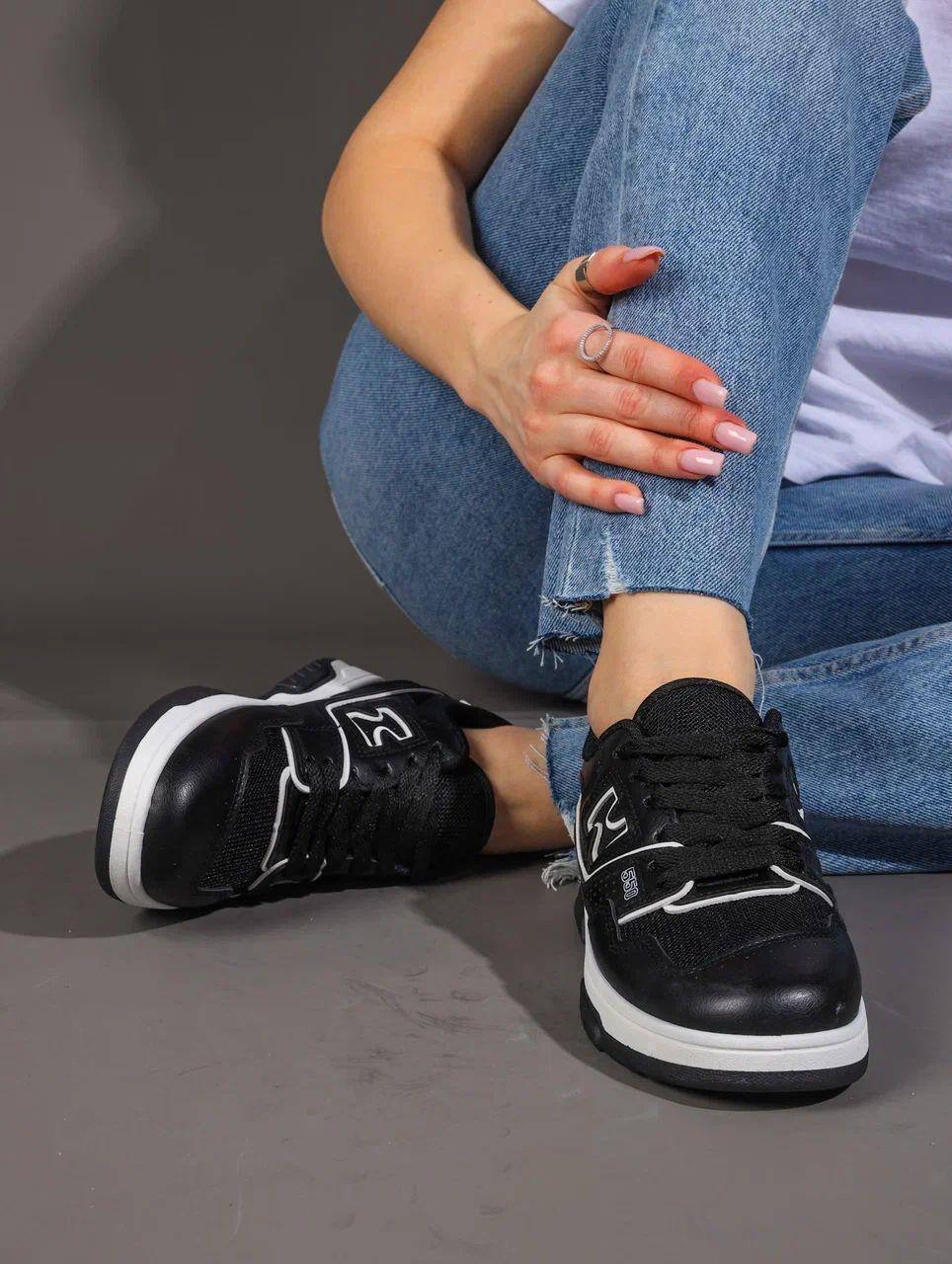 Кеды женские брендовые искусственная кожа черные 3629 Кеды женские брендовые искусственная кожа черные 3629