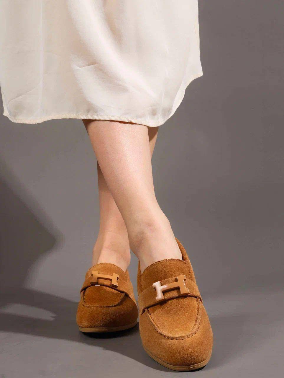 Лоферы женские брендовые натуральная замша бежевые 3649