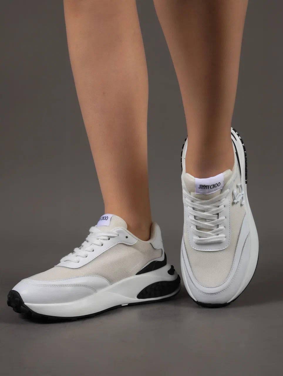 Кроссовки женские брендовые натуральная кожа с текстилем белые 3614